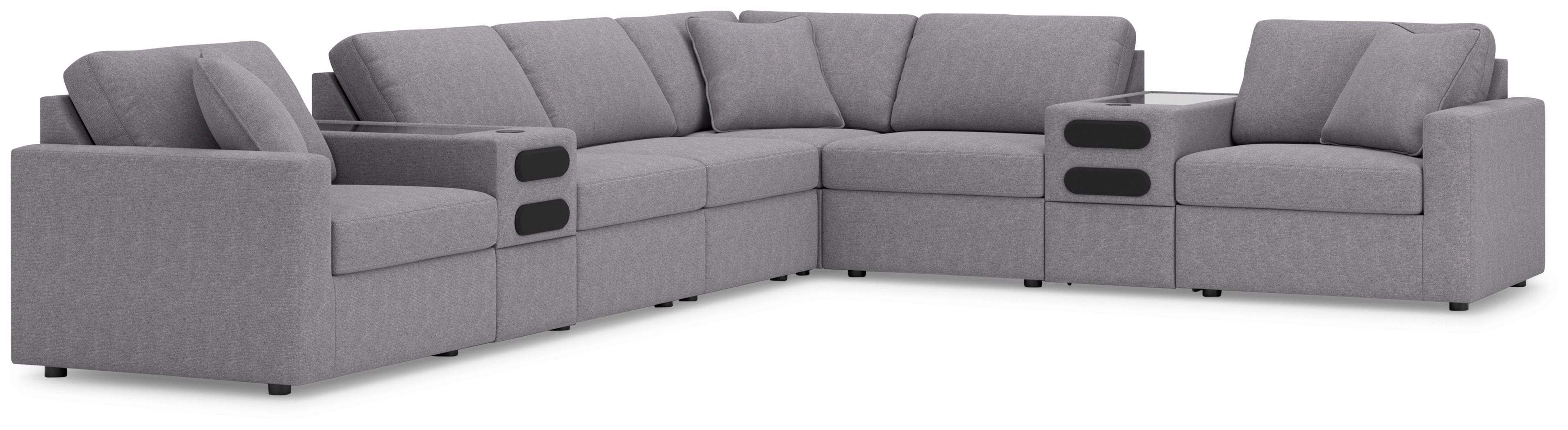 8 Pc · Sectional  With 2 Audio System Consoles And 3 Armless Chairs