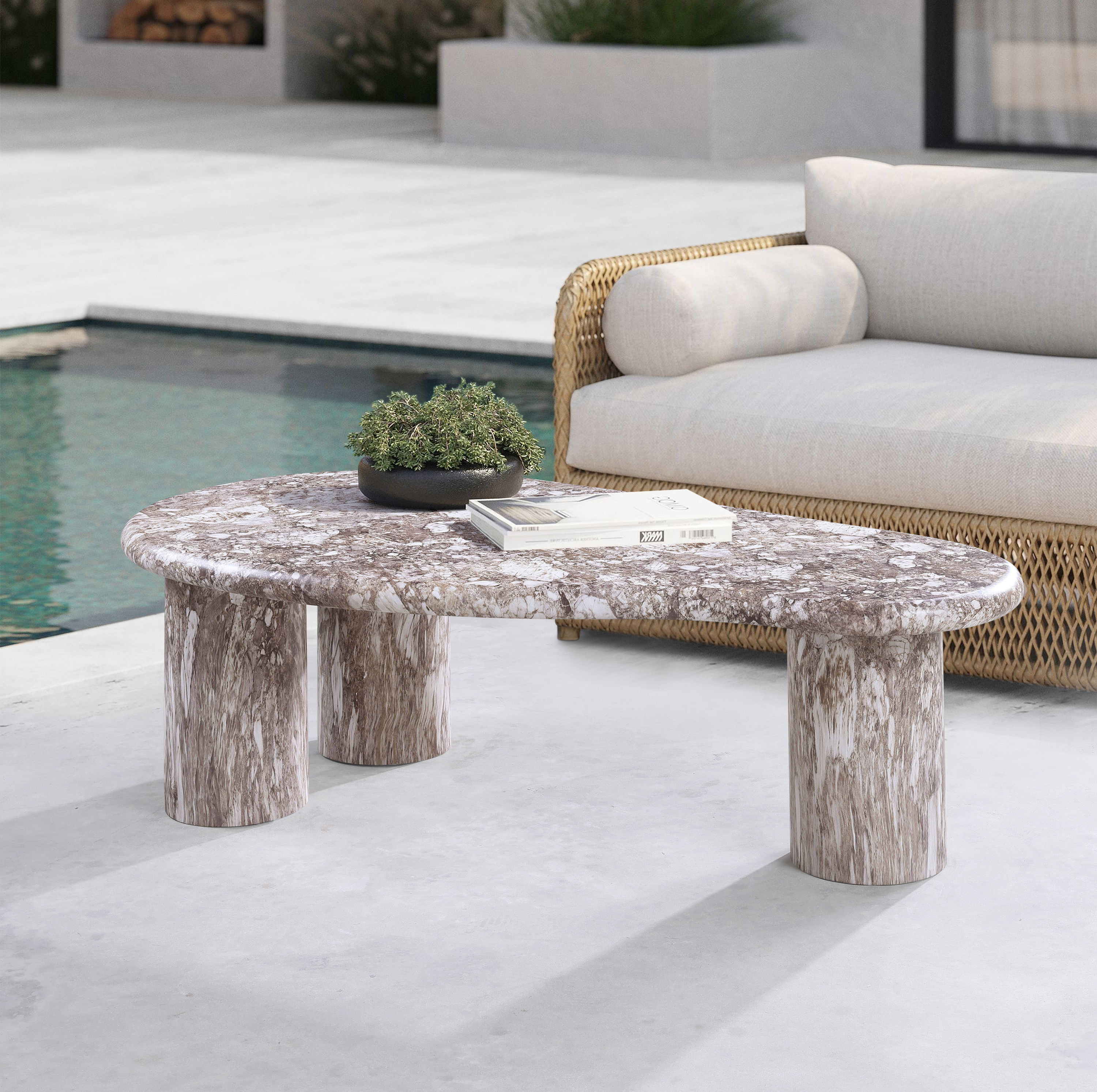 Sassari - Marble Finish Concrete Coffee Table - Brown