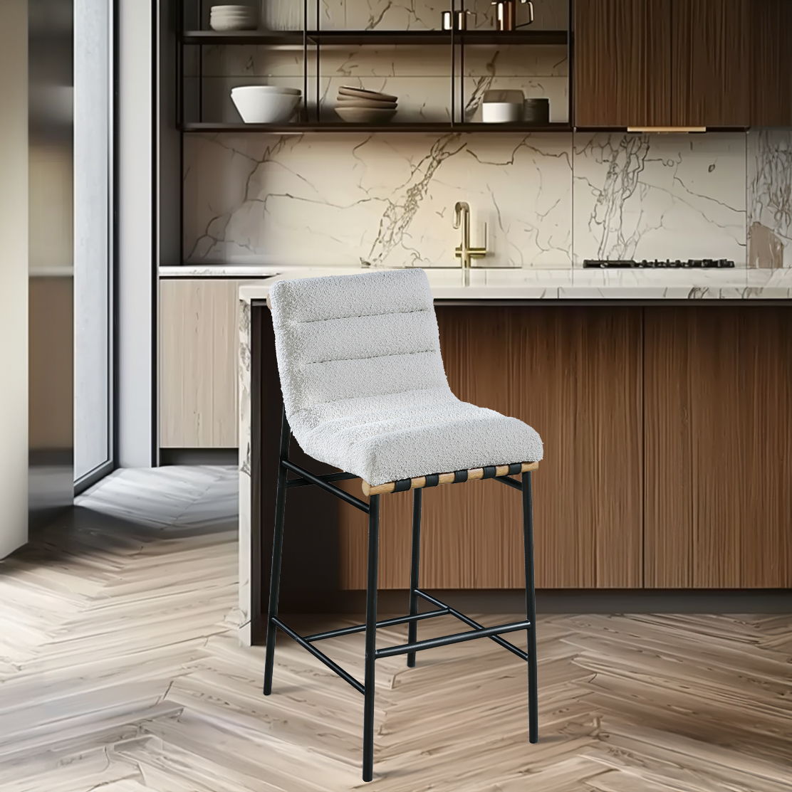 Burke - Fabric Bar Stool - Cream
