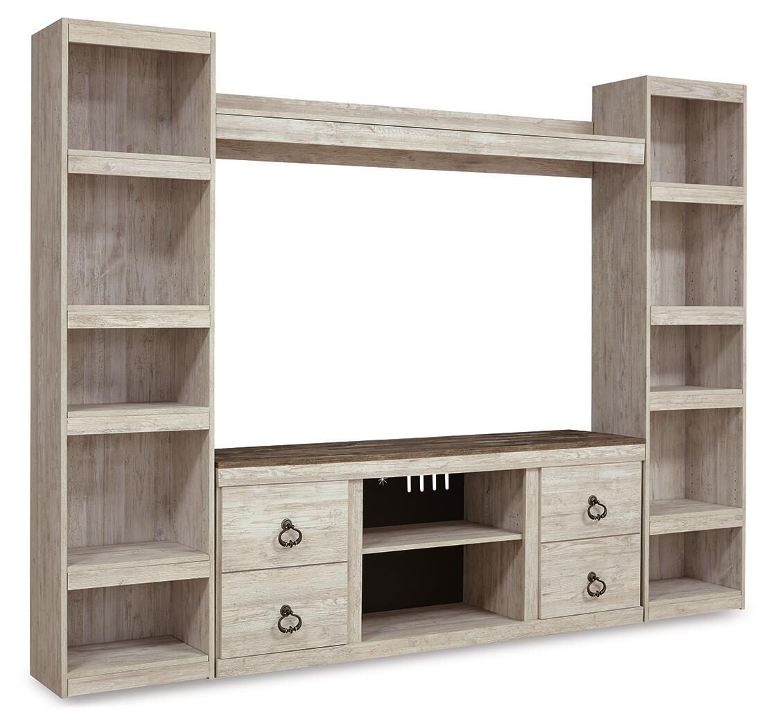Willowton – 4-Piece Entertainment Center – Whitewash