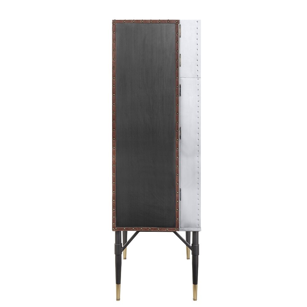 Yoela - Wine Cabinet - Leather & Aluminum, silver, view 3