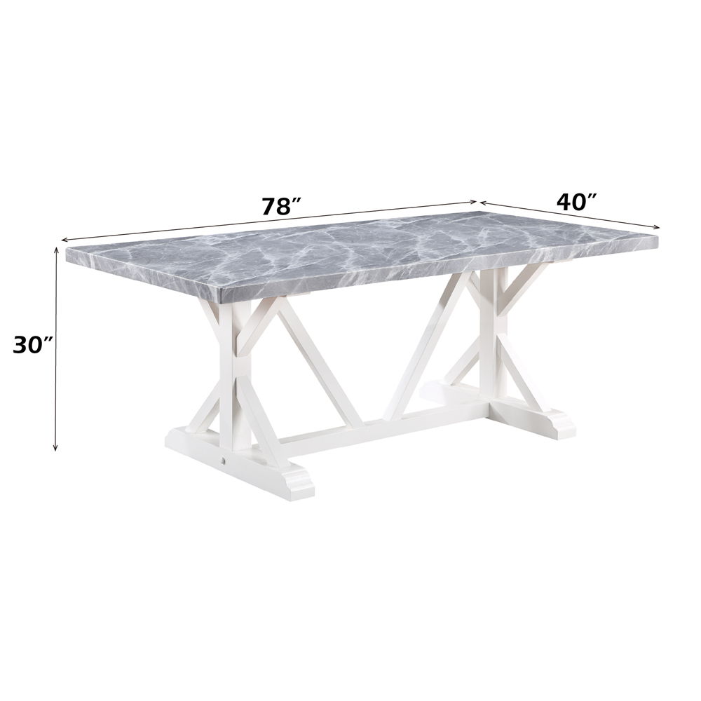 Hollyn - Dining Table With Engineered Stone Top - Engineered Stone & White, gray, view 6