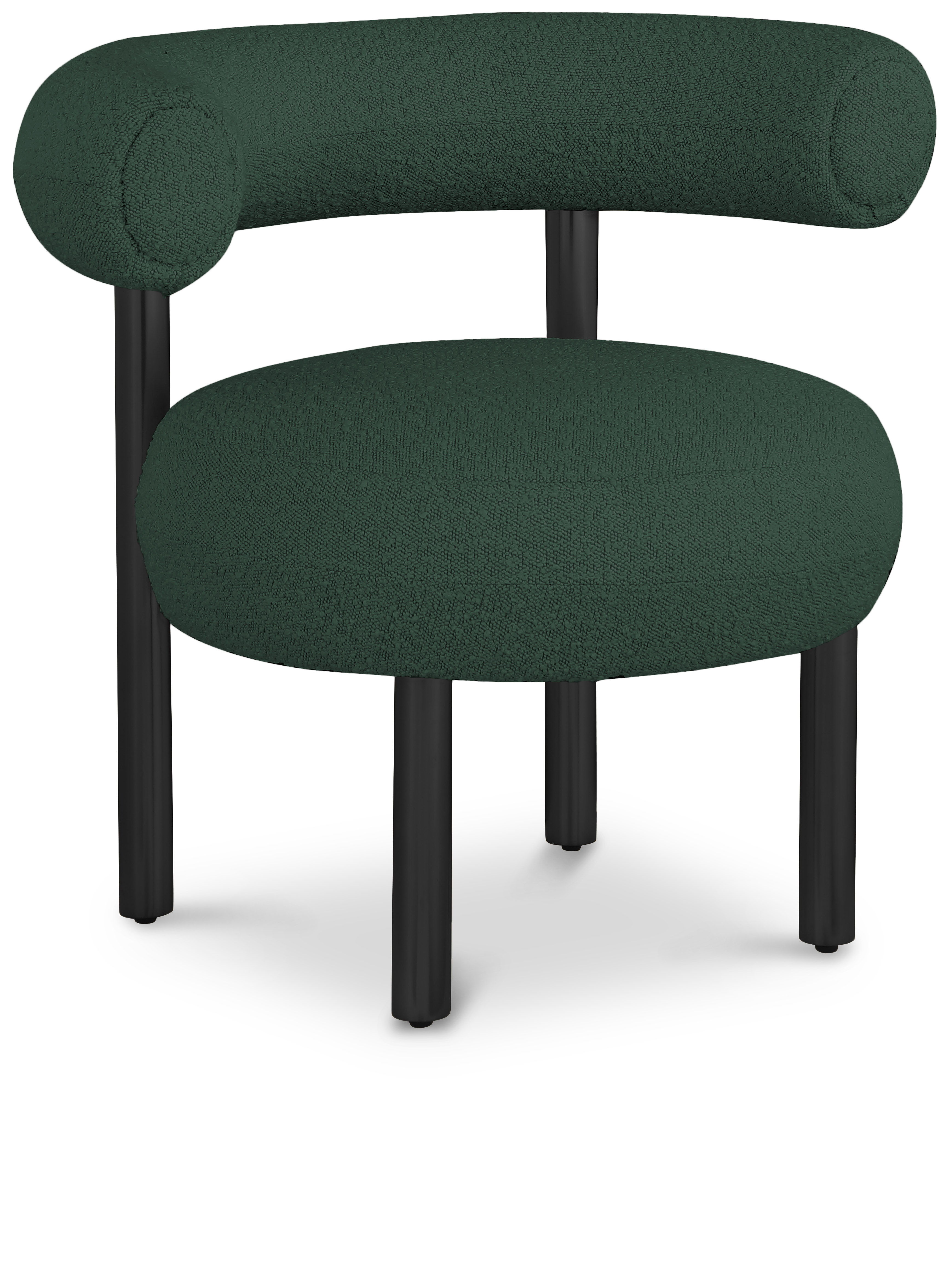 Bordeaux - Boucle Fabric Accent Chair With Black Legs - Green