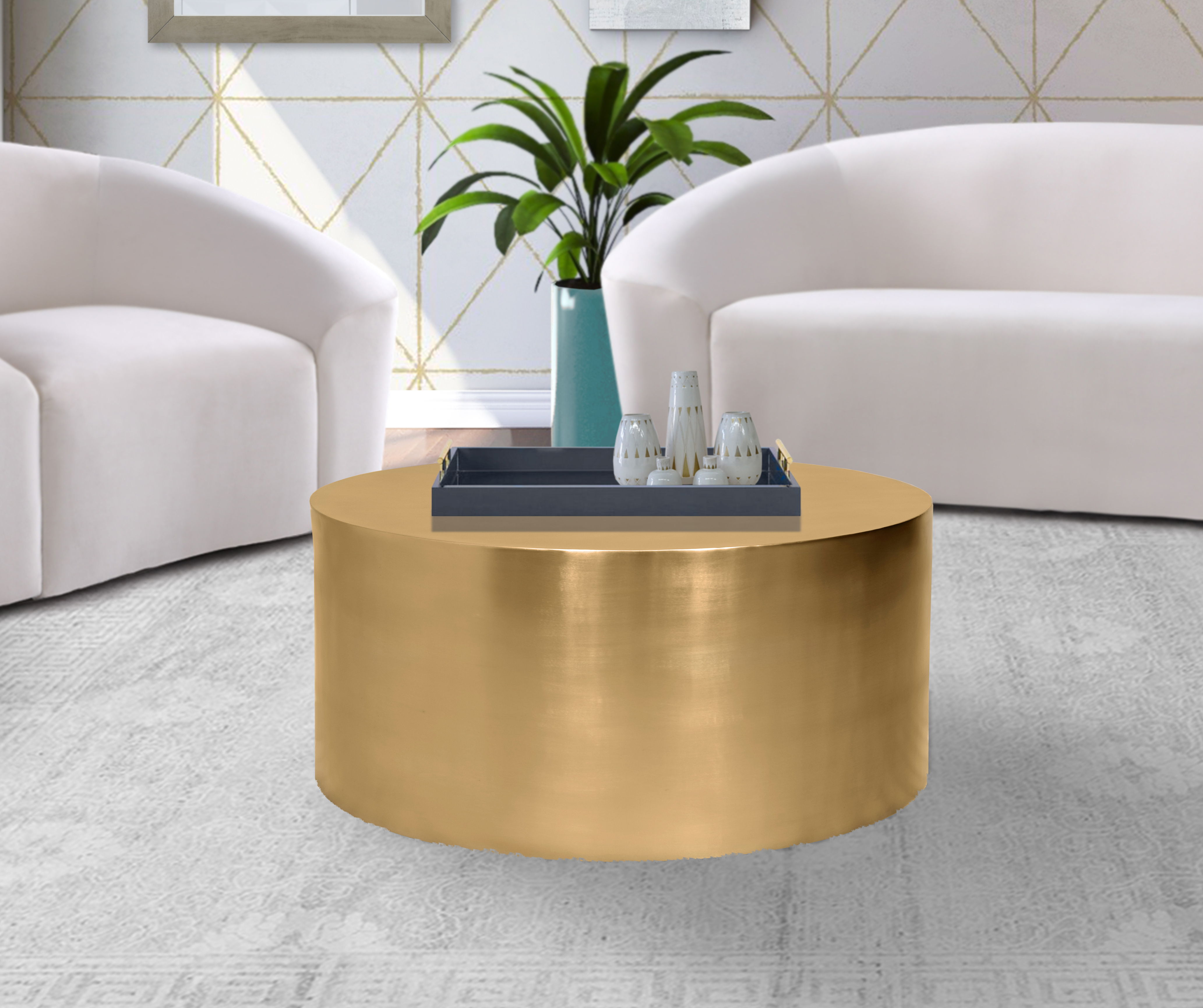Cylinder - Coffee Table - Gold
