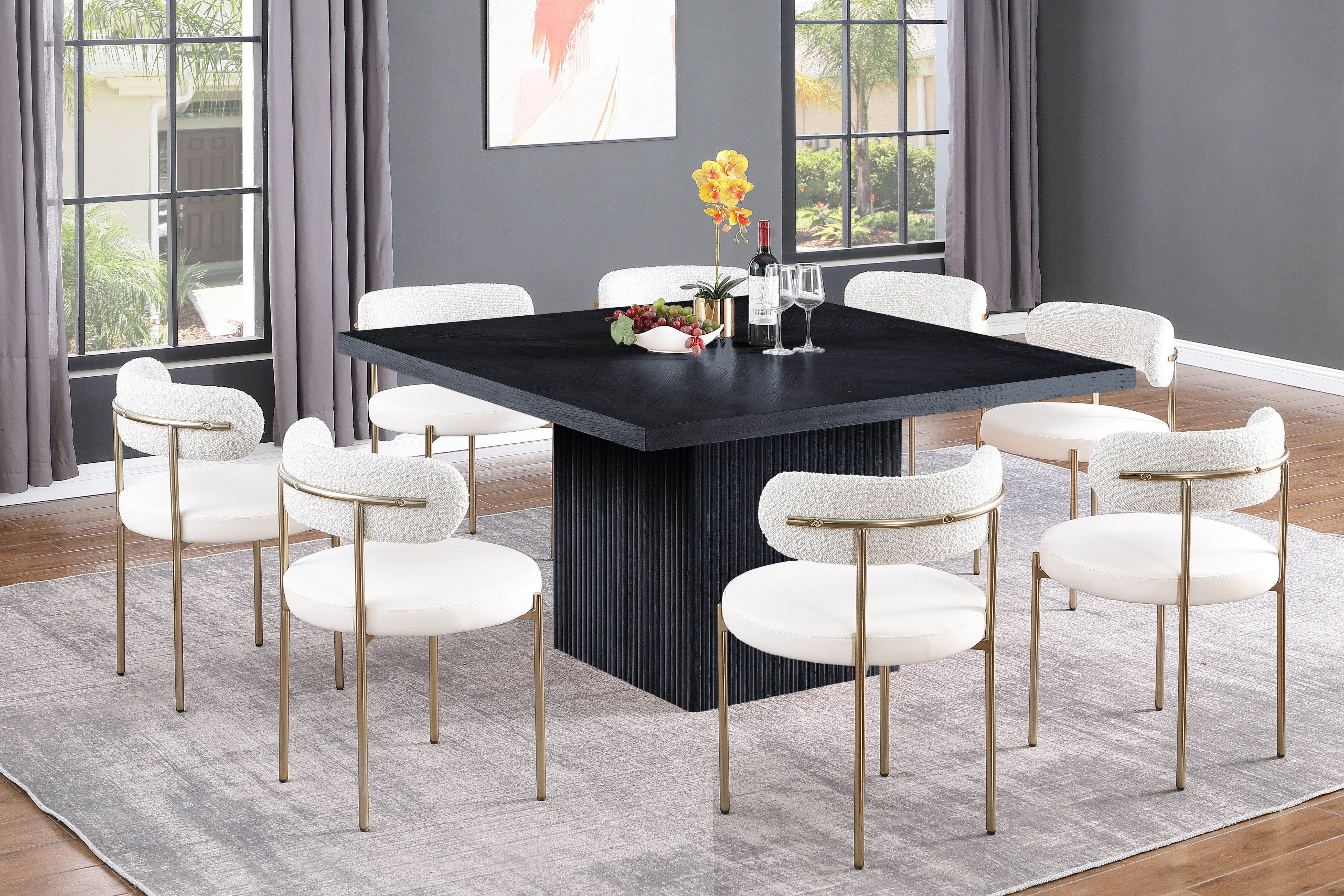 Belinda - Oak Veneer Square Dining Table - Black