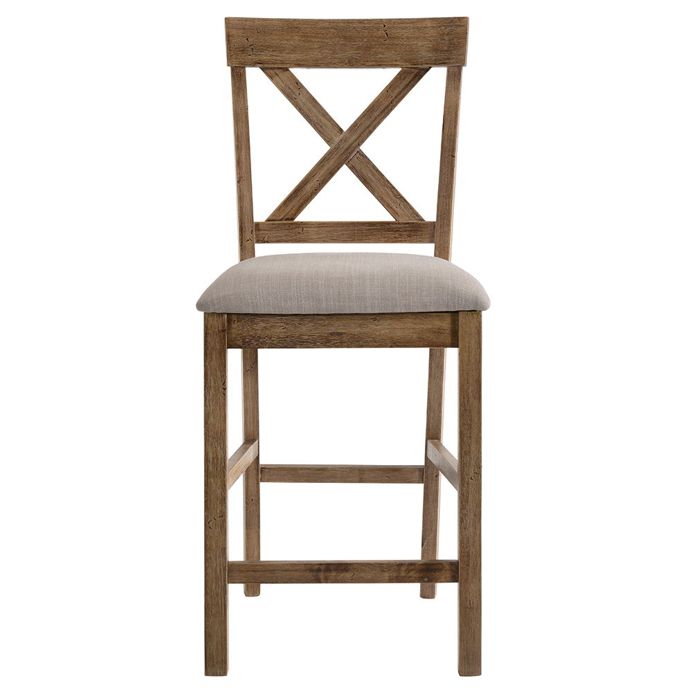 Martha II - Counter Height Chair (Set of 2) - Tan Linen & Weathered Oak, light brown, view 8