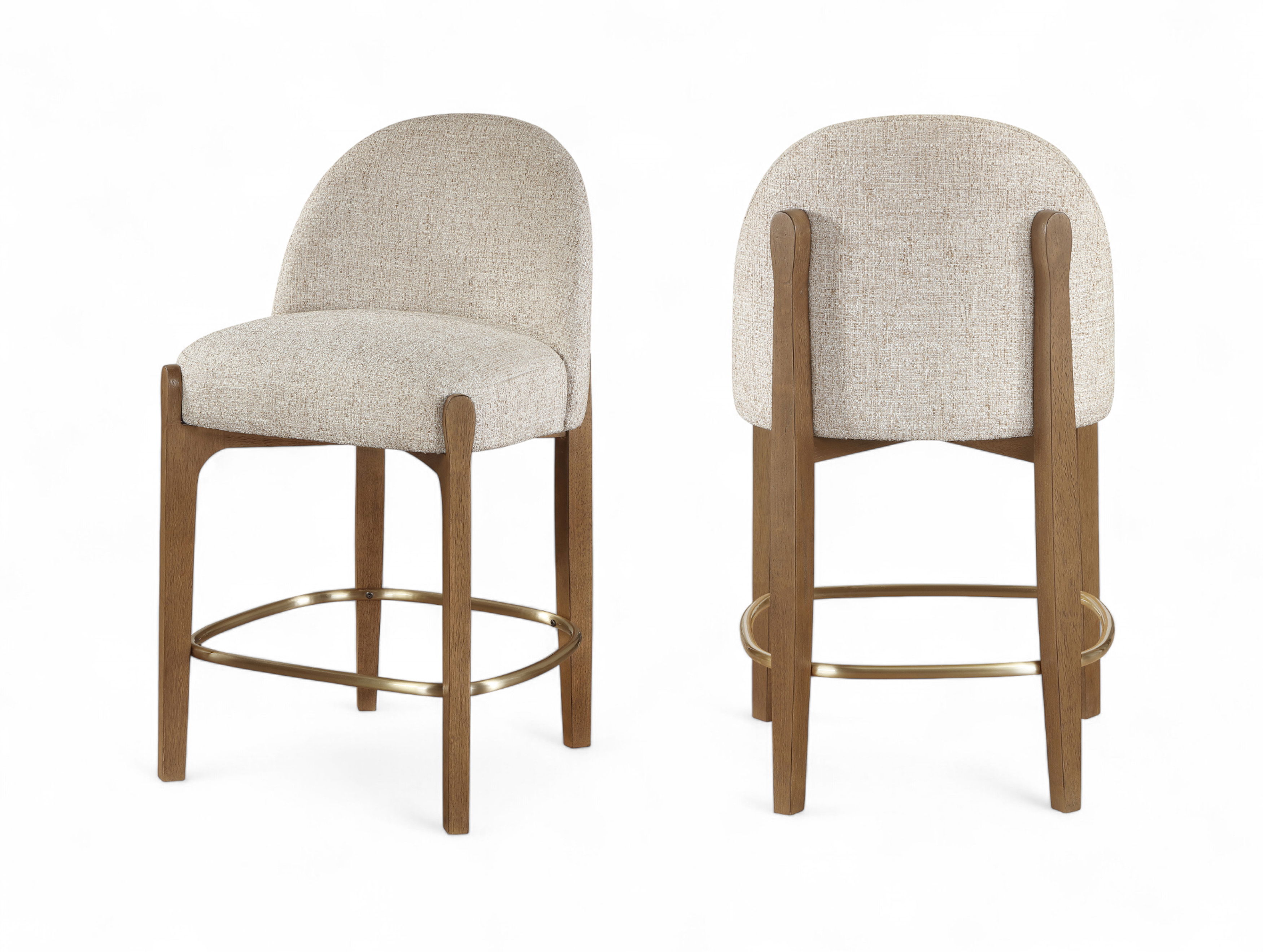 Torino - Fabric Upholstered Counter Stool (Set of 2) - Beige / Brushed Brown