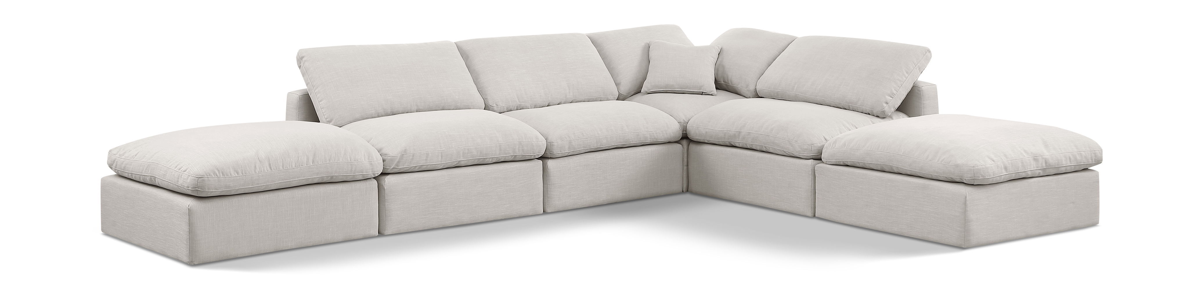 Indulge - Linen 6 Piece Modular Armless Sectional - Cream