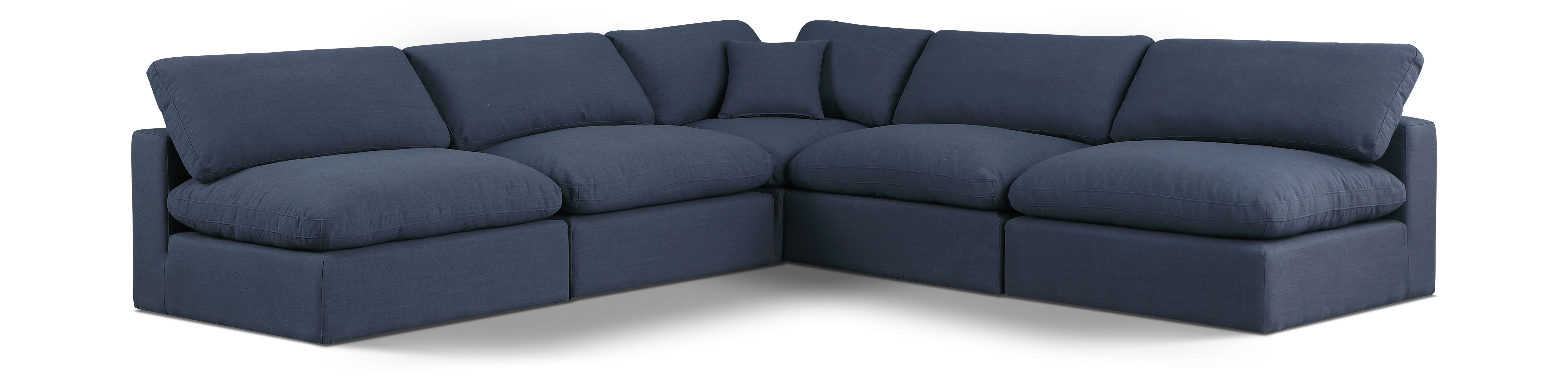 Comfy - 5 Piece Linen Modular Corner Armless Sectional - Blue