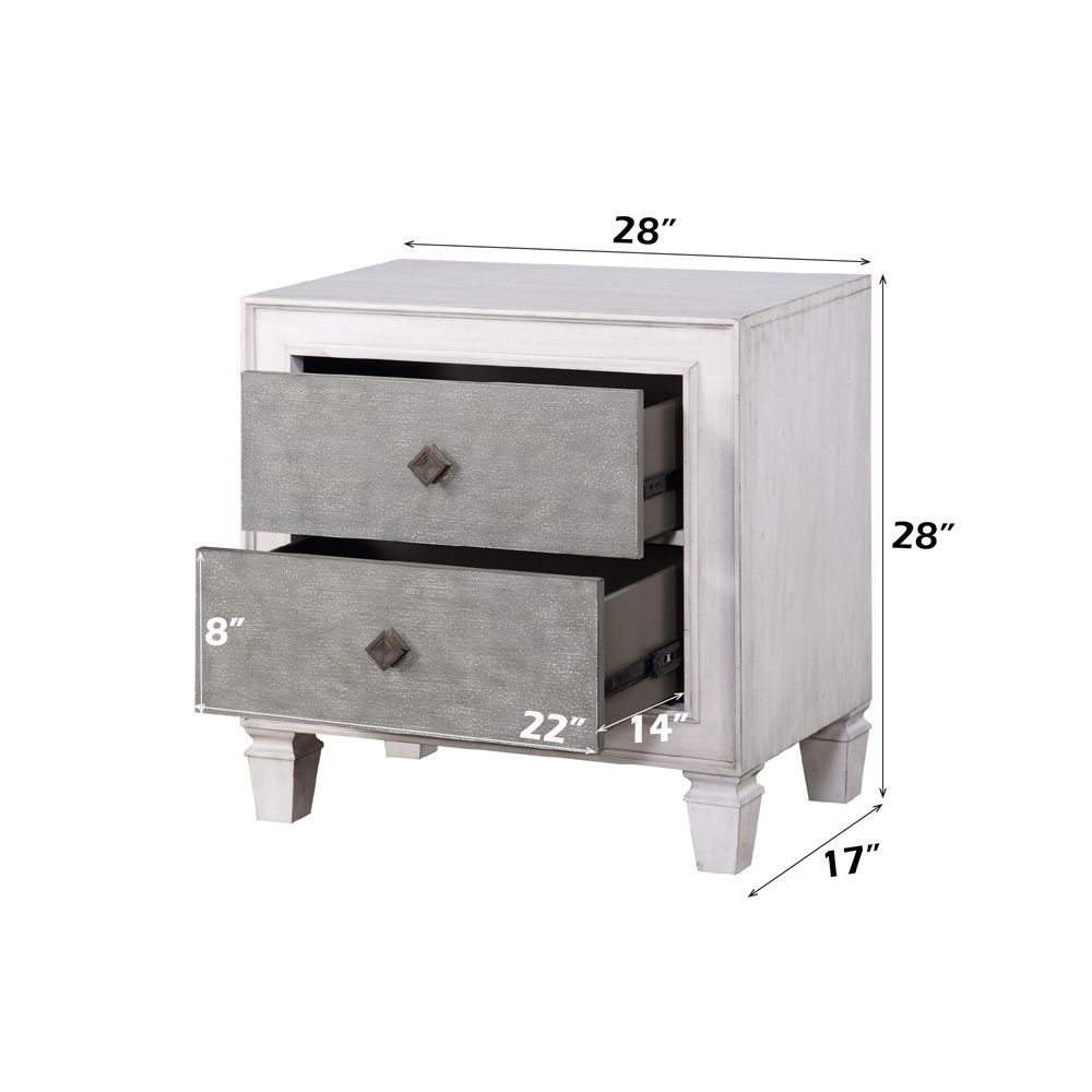 Katia - Nightstand - Rustic Gray & Weathered White, white, view 6