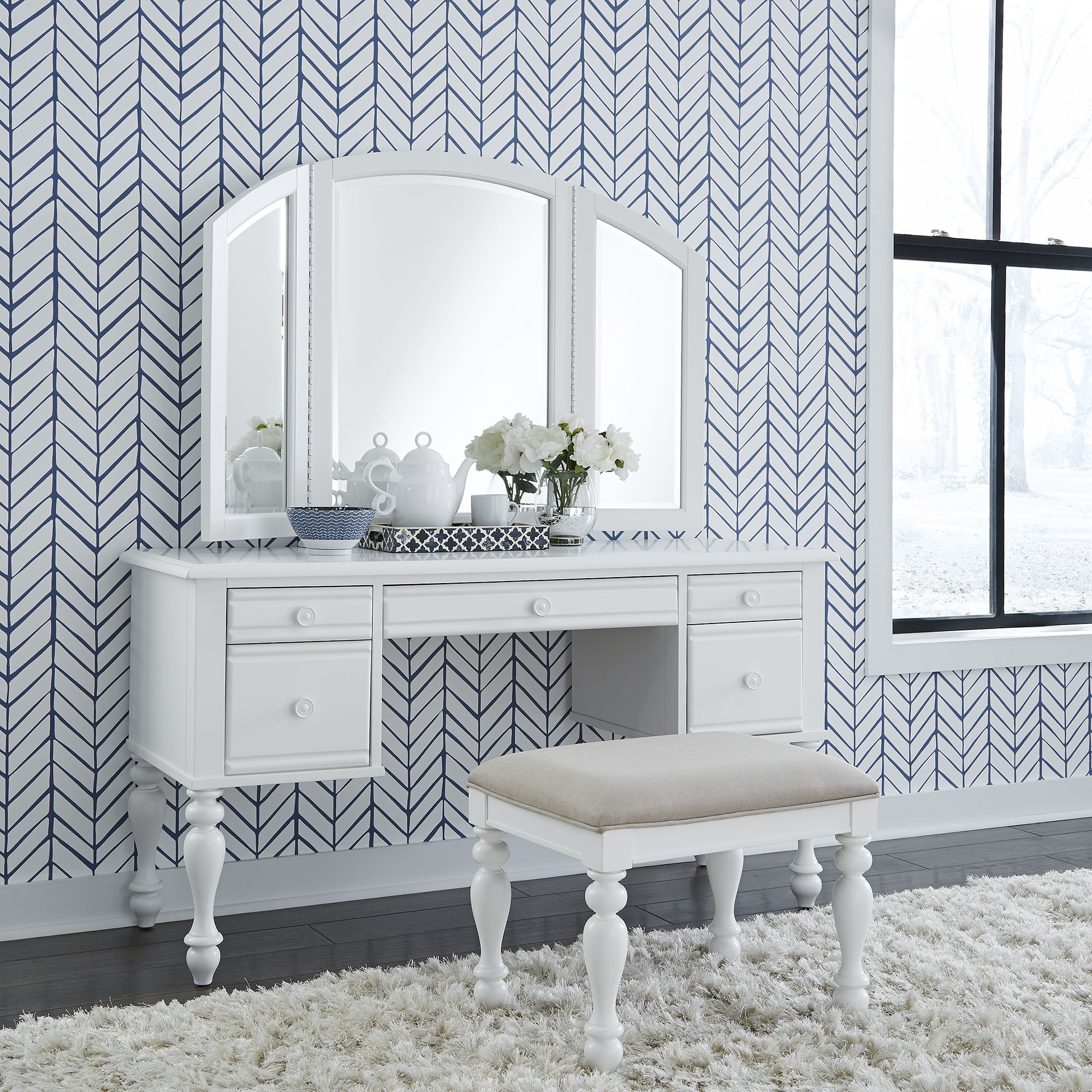 Liberty Furniture Summer House - 3 Piece Vanity Set - White