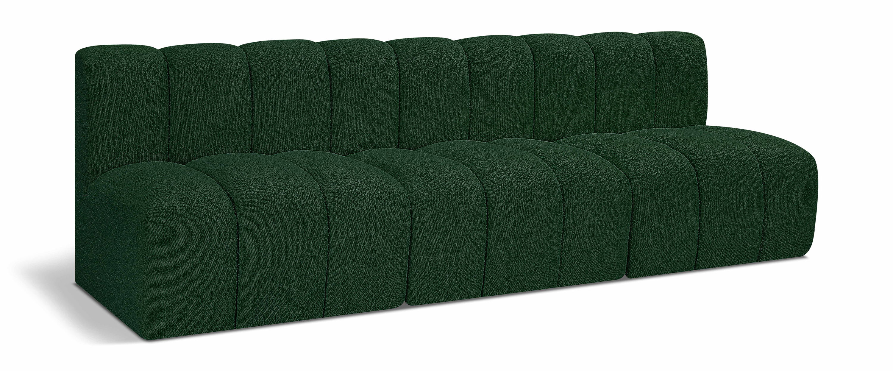 Arc - Boucle Fabric 3 Seats Modular Sofa - Green