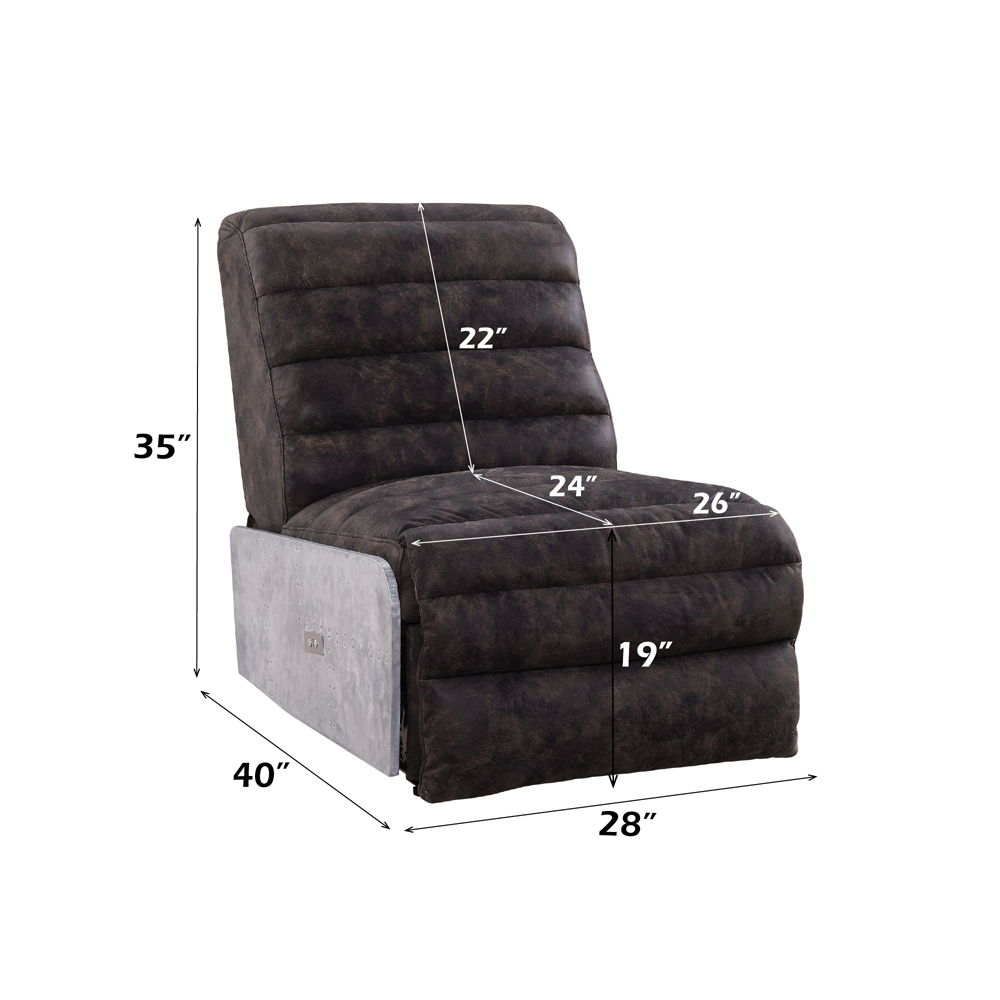 Okzuil - Power Motion Recliner - Two Tone Gray Top Grain Leather & Aluminum, dark brown, view 8