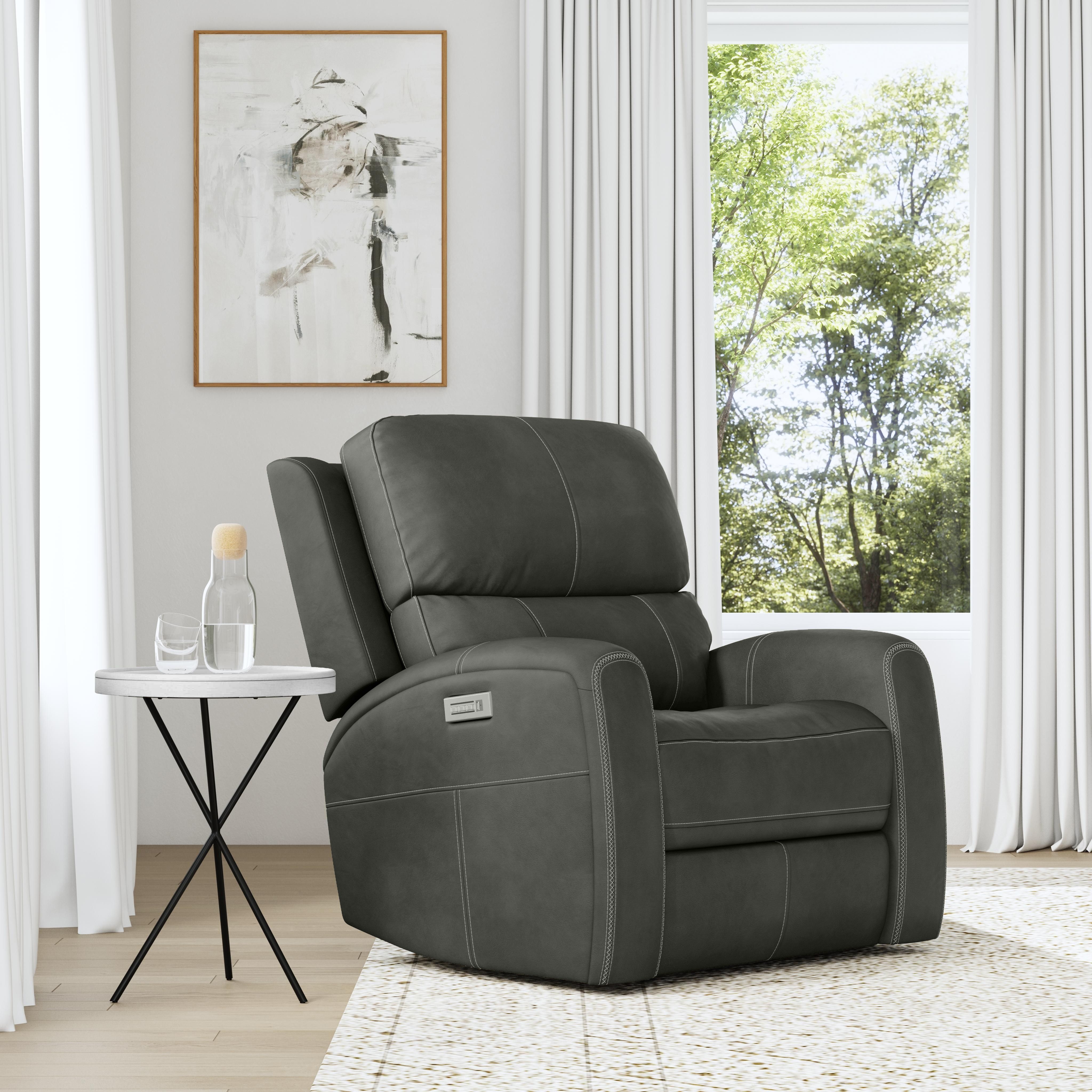 Linden - Power Recliner With Power Headrest & Lumbar - Charcoal, dark gray, view 7