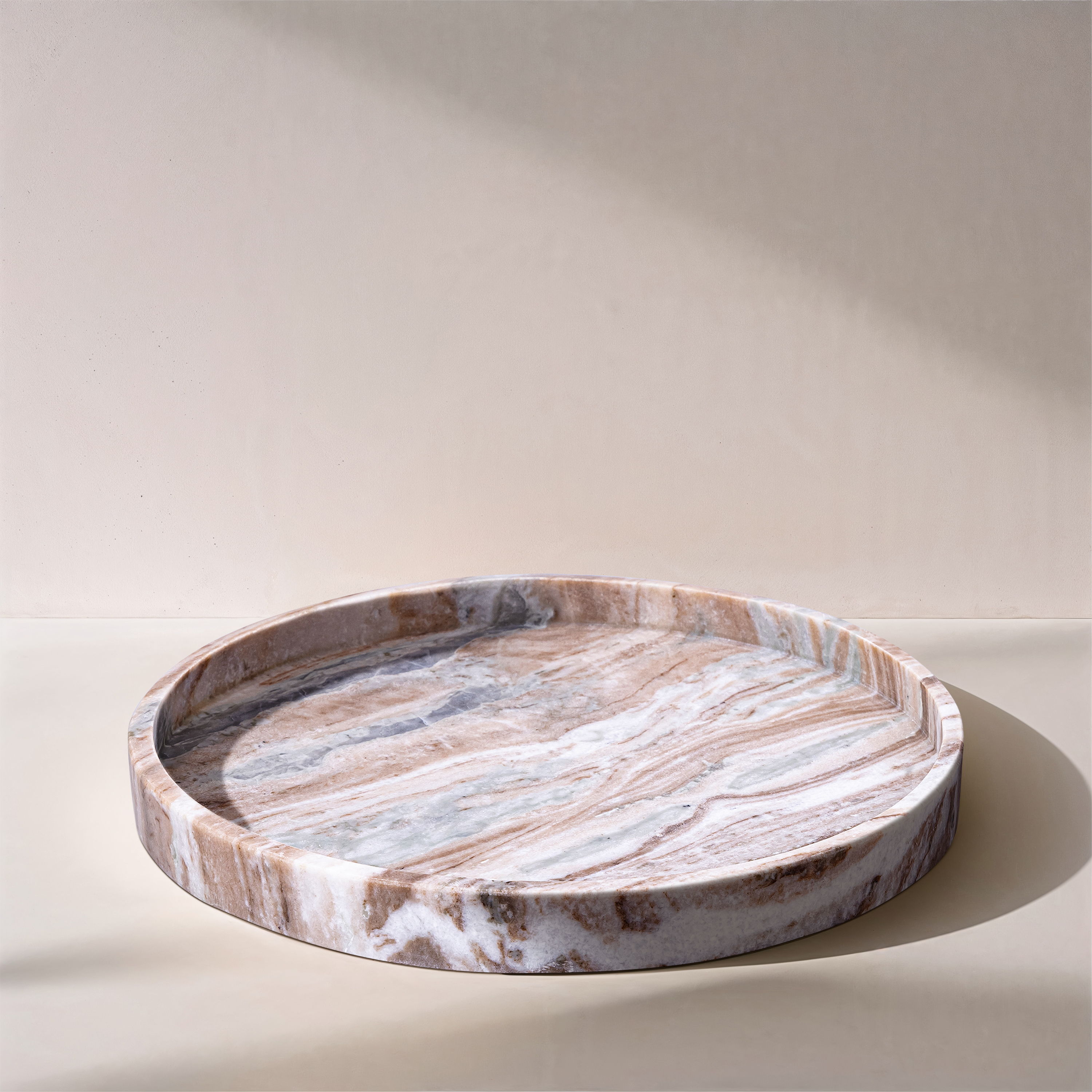 Barletta - Marble Round Tray - Brown