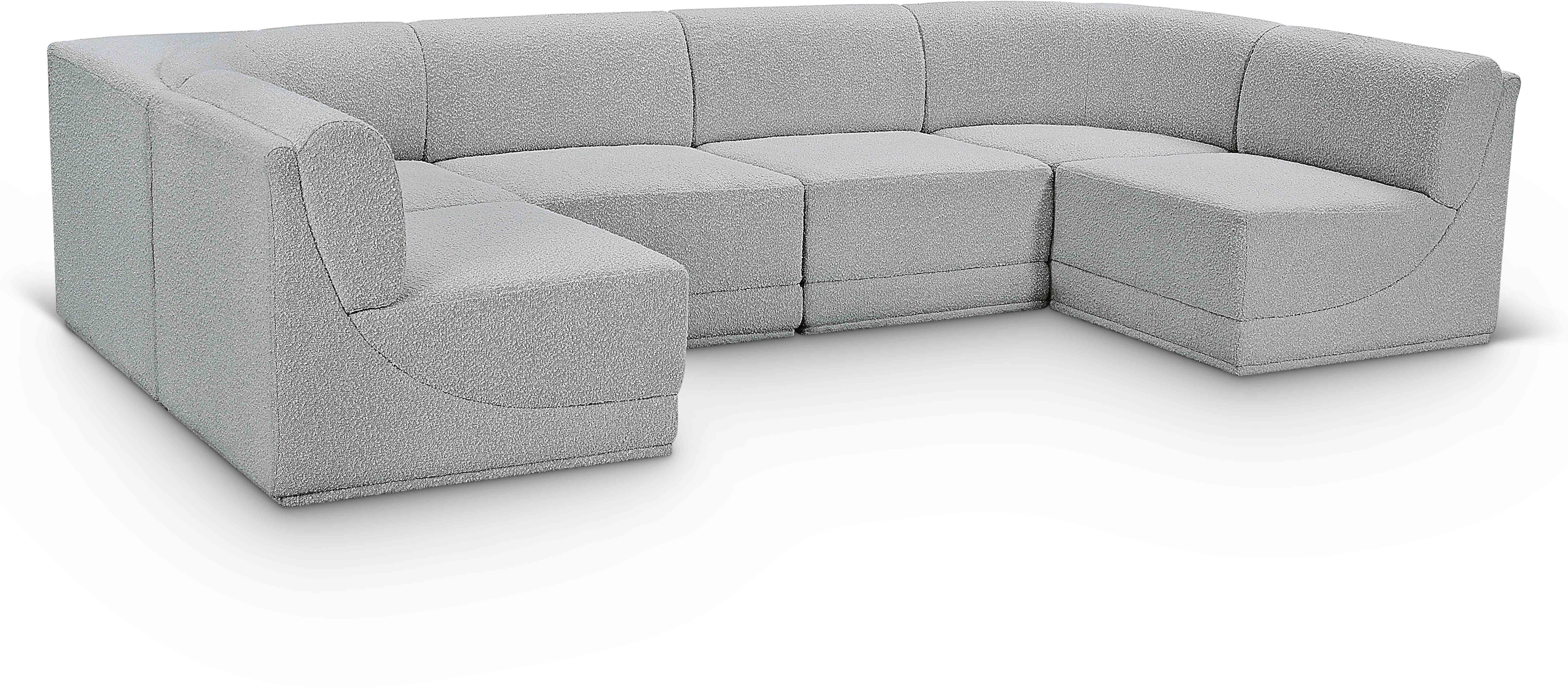 Ollie - 6 Piece Modular U-Shaped Sectional - Gray