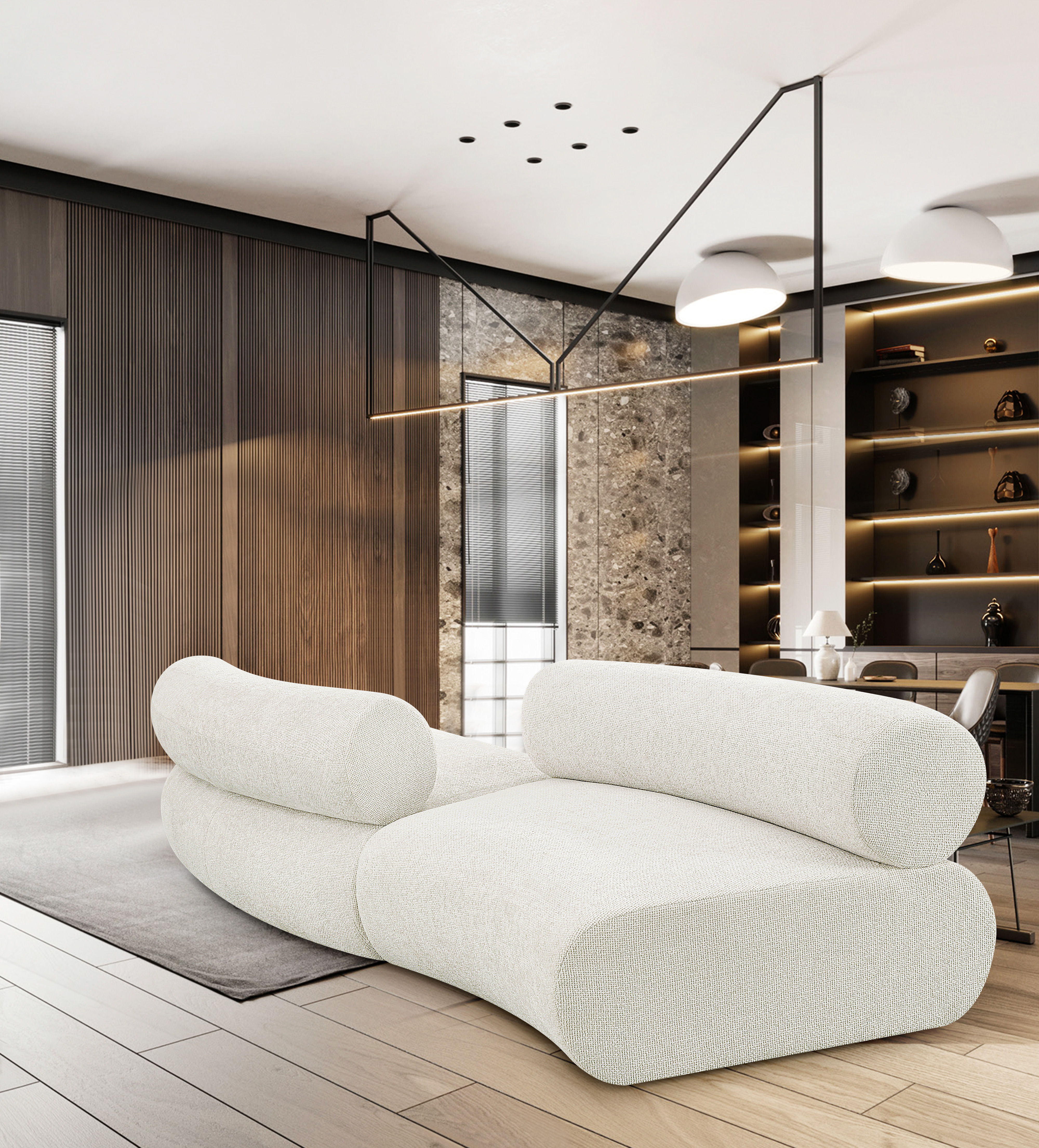 Bale - 2 Piece Curved Modular Sofa - Cream