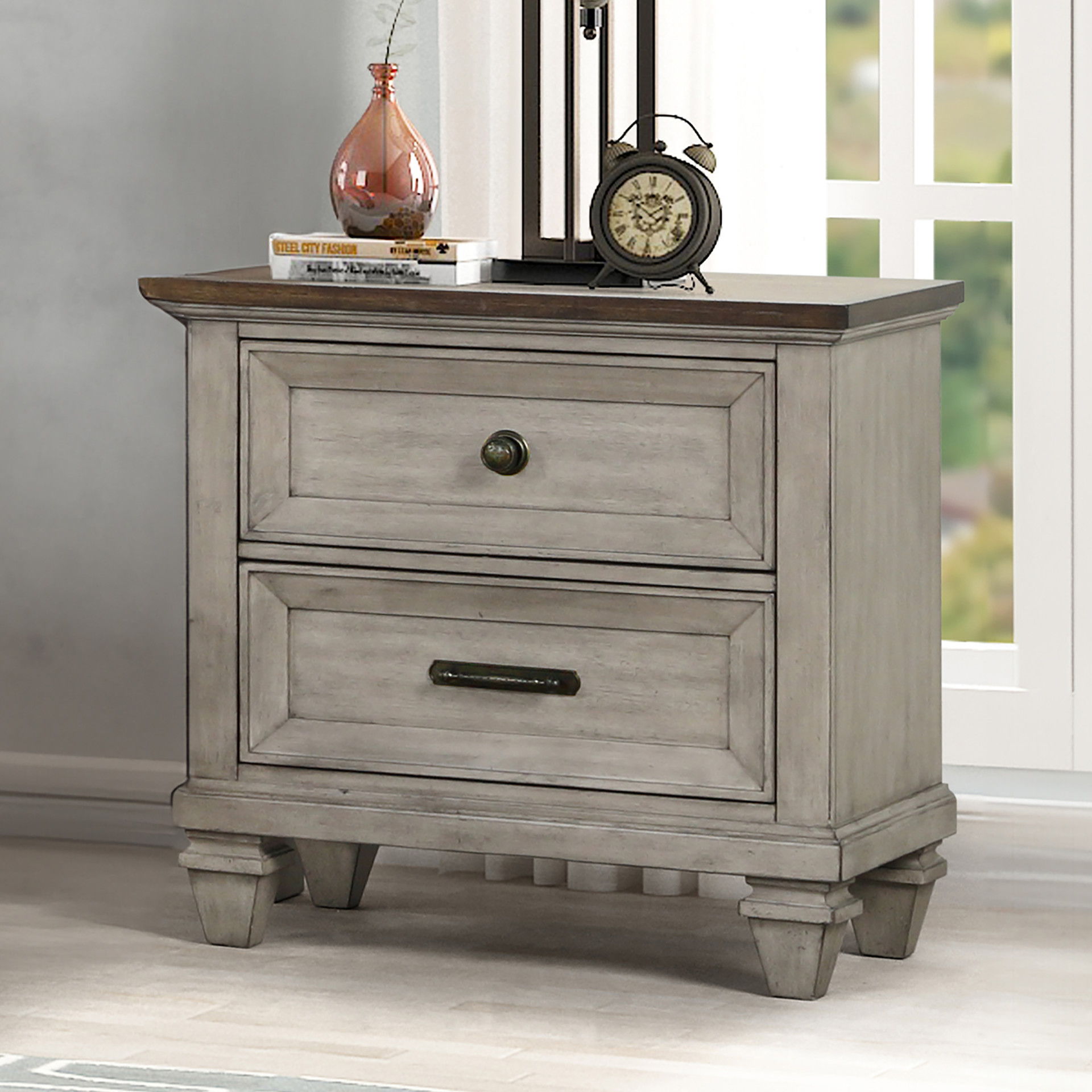 Mariana - Nightstand With USB - Vintage Creme, gray, view 8