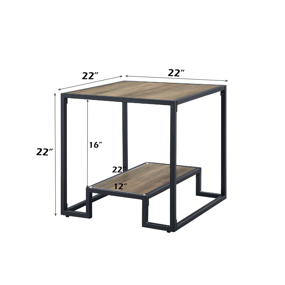 Idella - End Table - Rustic Oak & Black, black, view 4