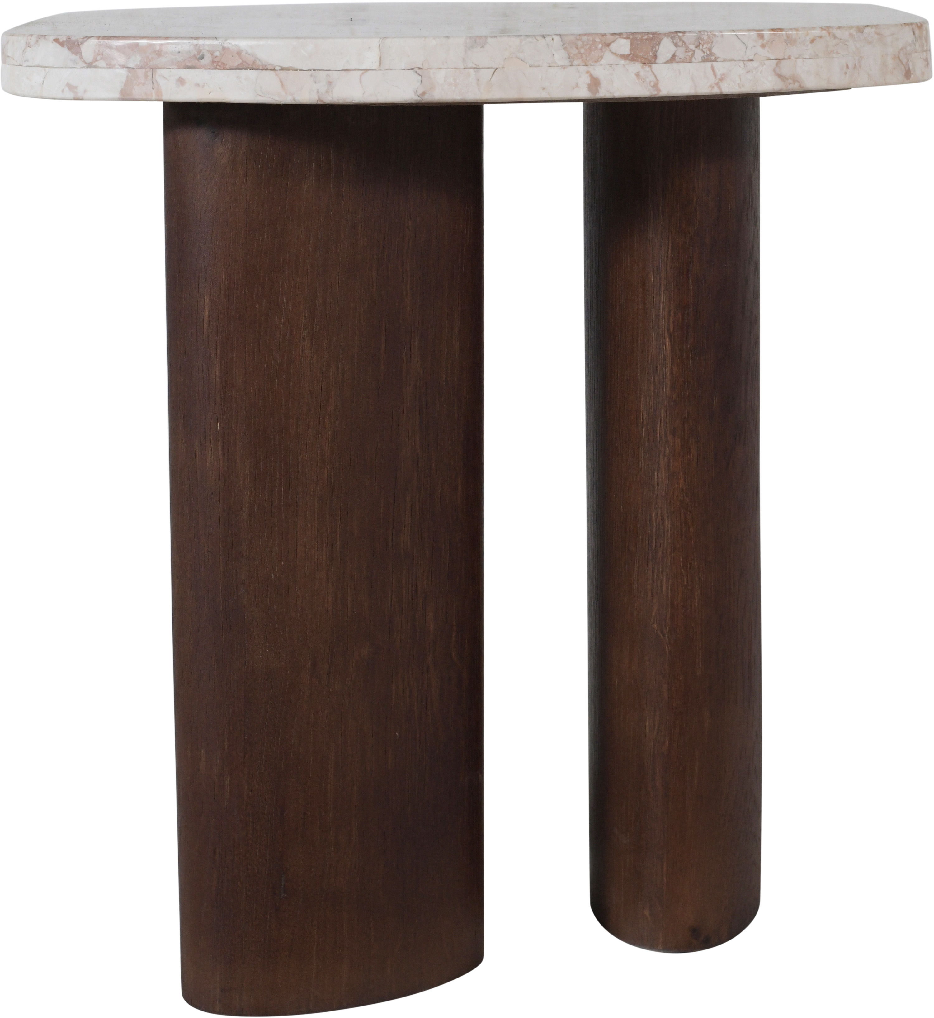 Puglia - Marble Top And Oak Wood Base End Table - Cream