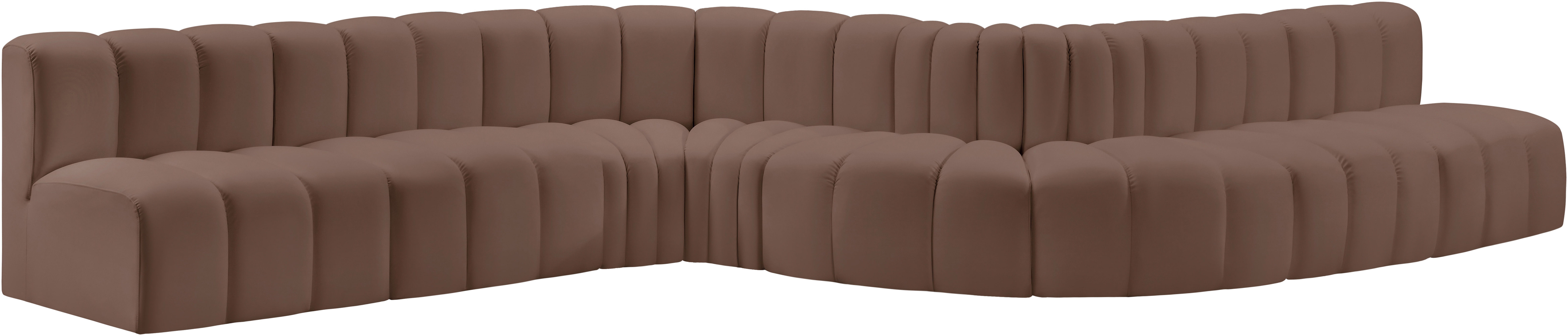 Arc - Faux Leather 8 Piece Curved Modular Sofa - Brown