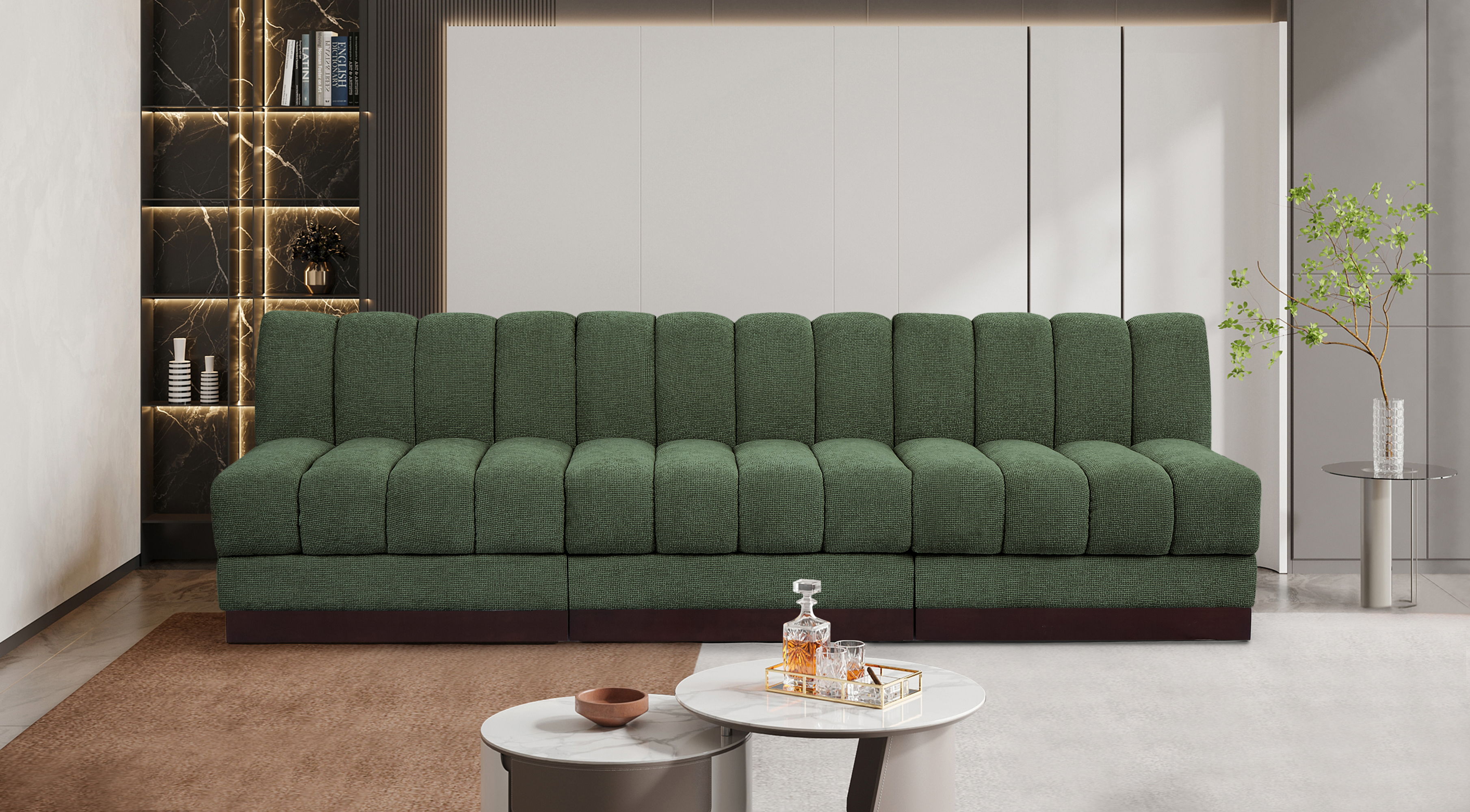 Quinn - 3 Piece Modular Armless Sofa - Green