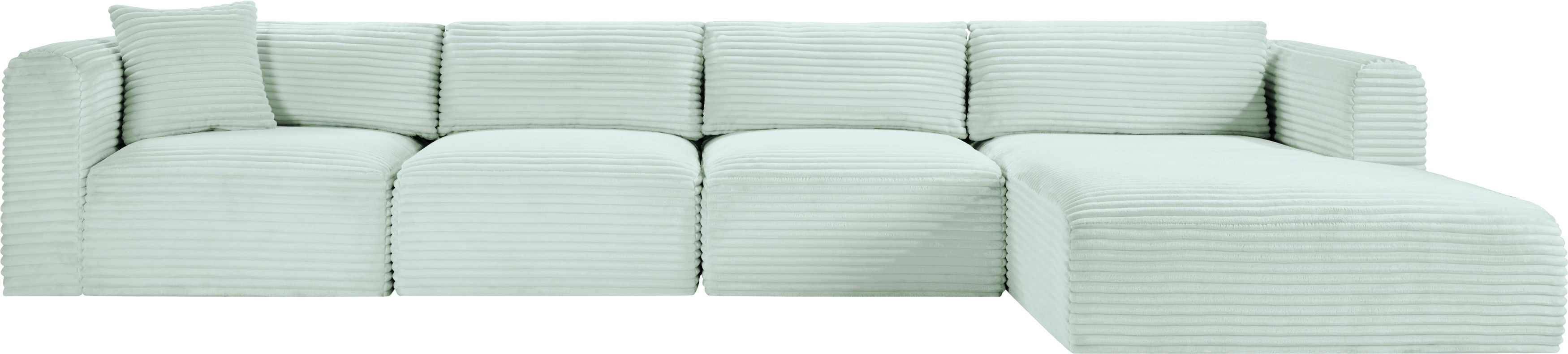 Shaggy - 4 Piece Modular Sectional With Chaise - Mint