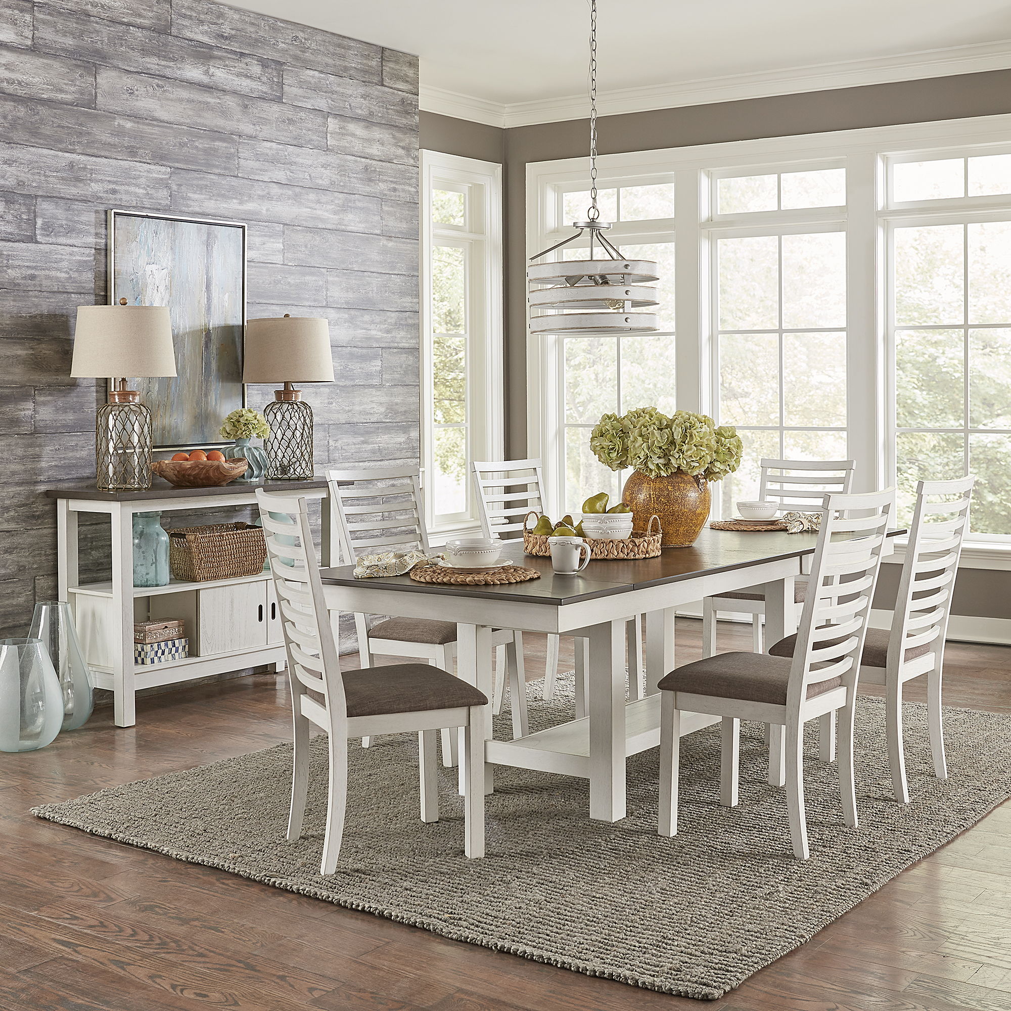 White distressed dining discount table and chairs