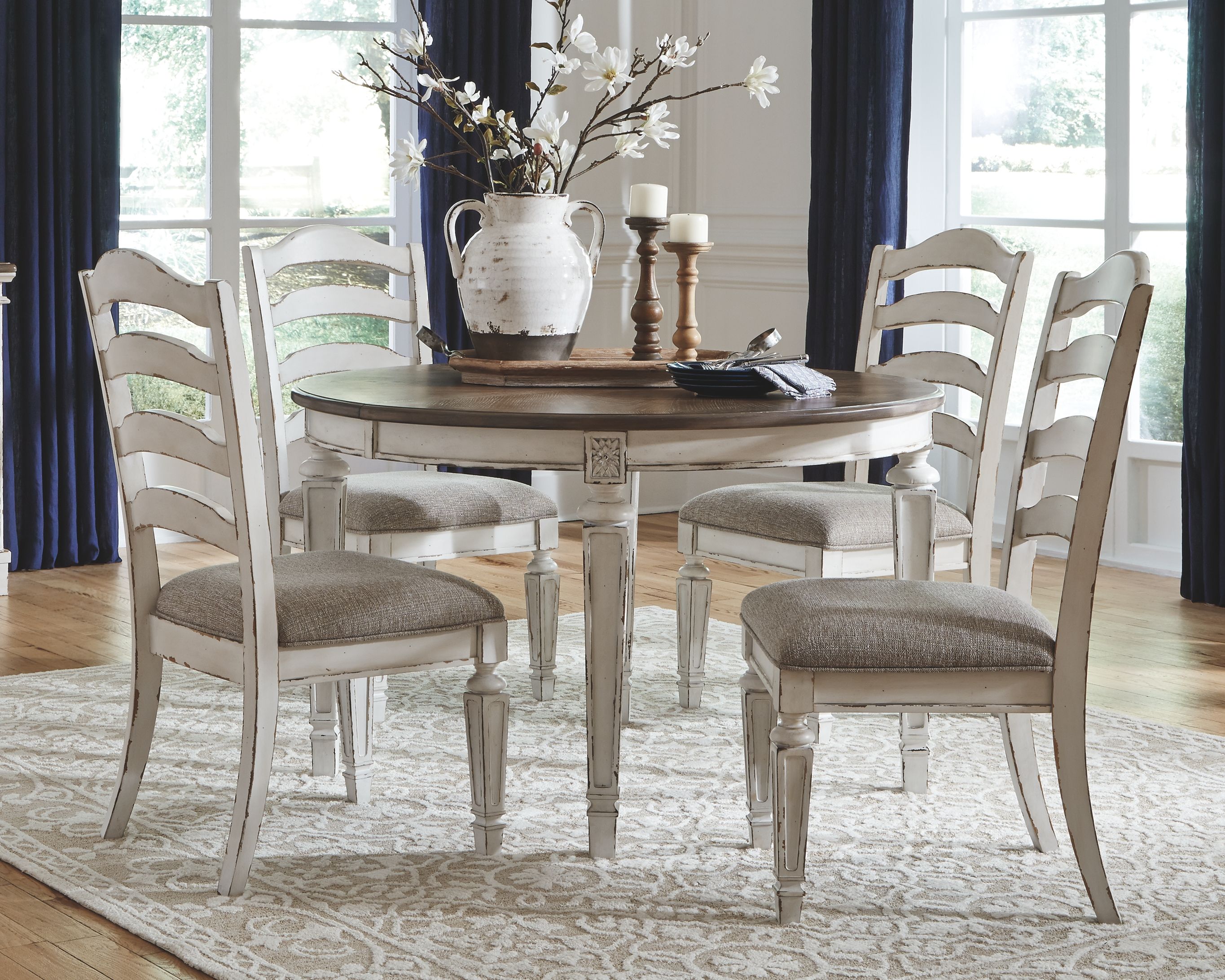 5 Pc · Extension Table, 4 Ladderback Side Chairs