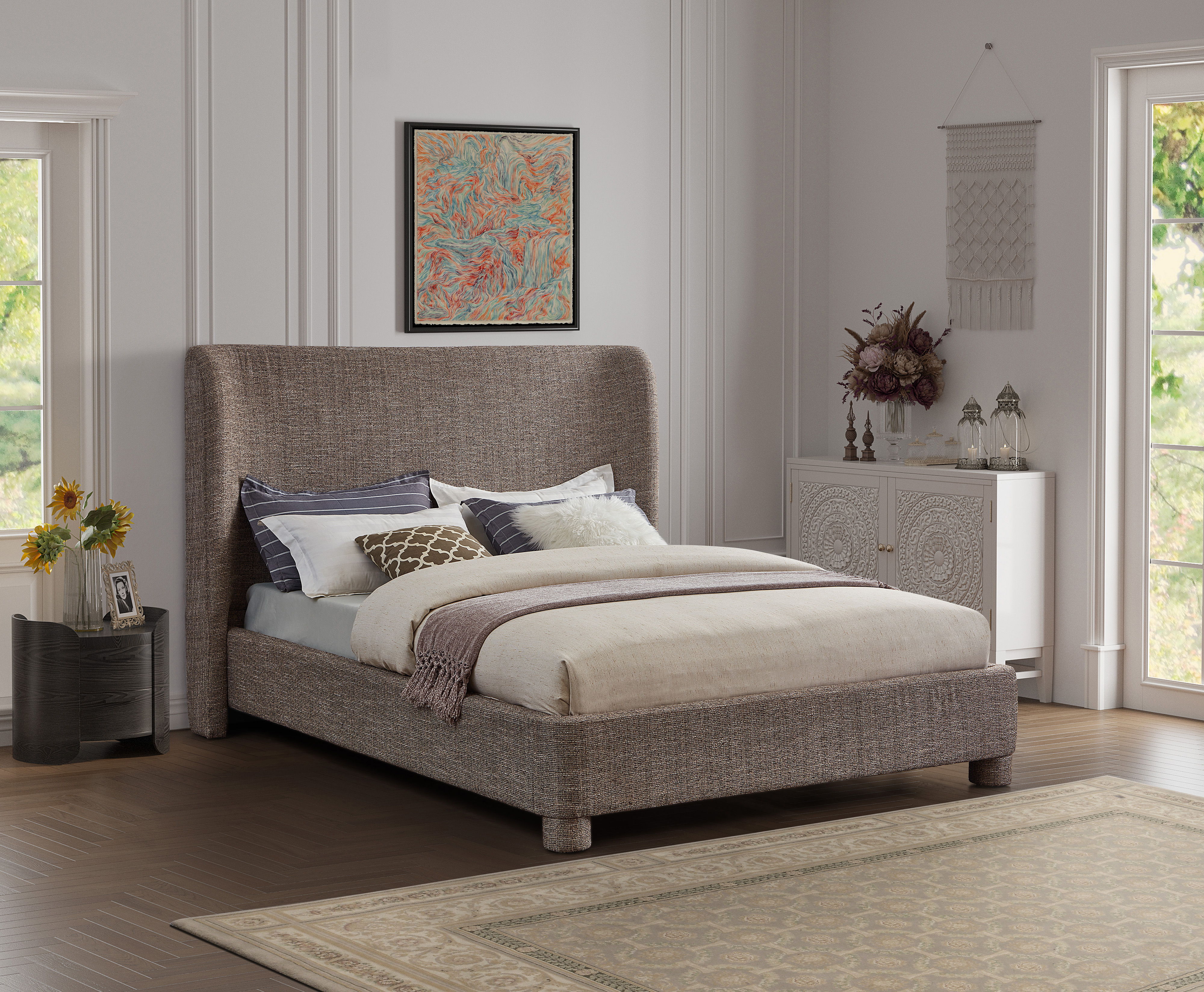 Penny - Polyester Fabric Queen Bed - Brown