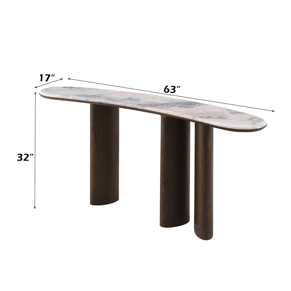 Hanale - Console Table With Marble Top - Natural / Brown, beige, view 4