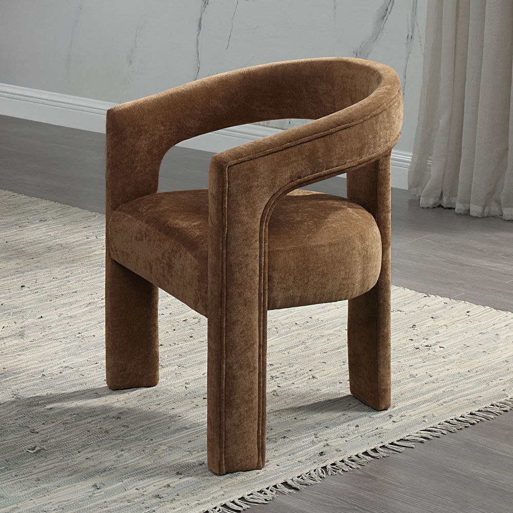 Leonardo - Arm Chair (Set of 2) - Brown Linen, dark brown