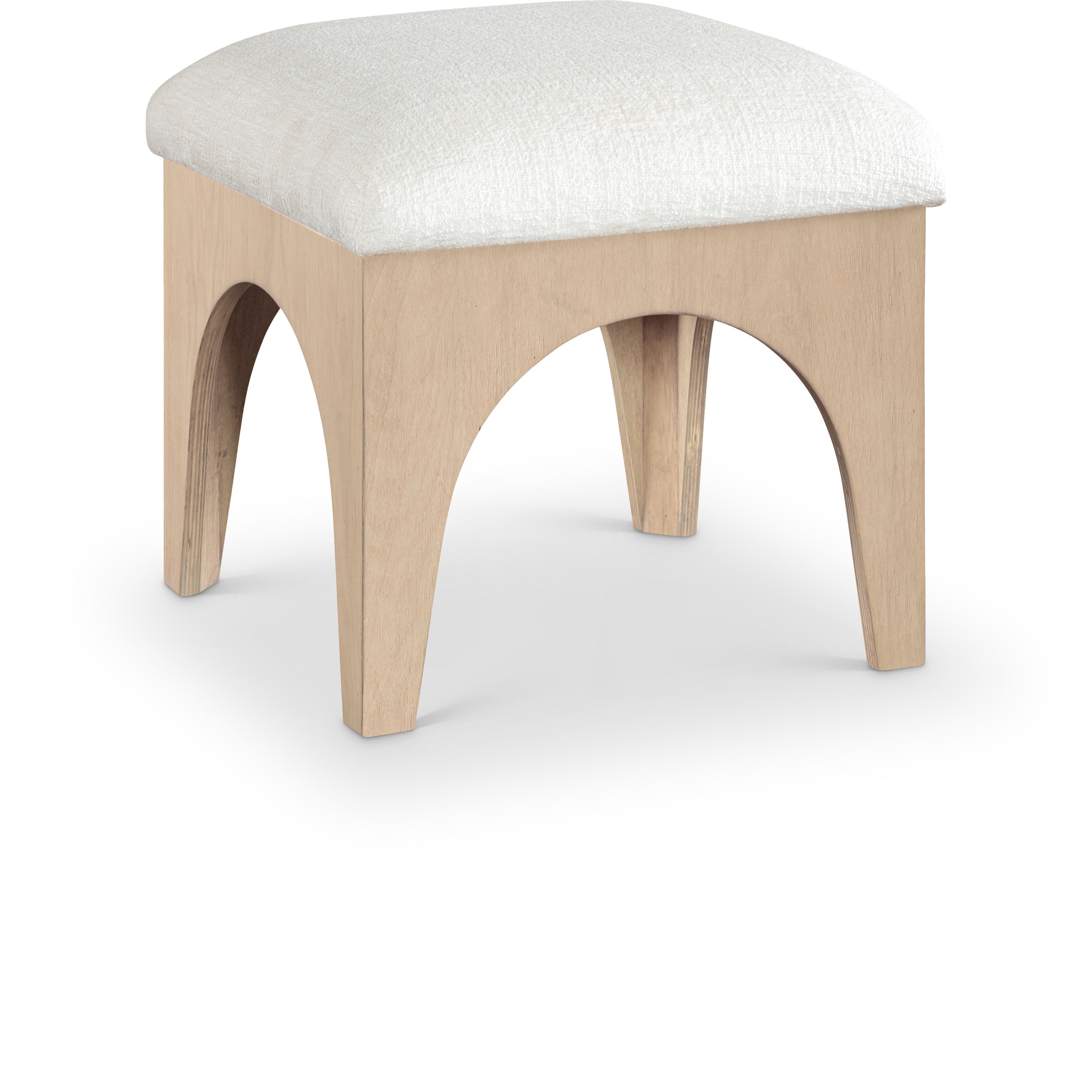 Lawson - Chenille Fabric Ottoman - Cream