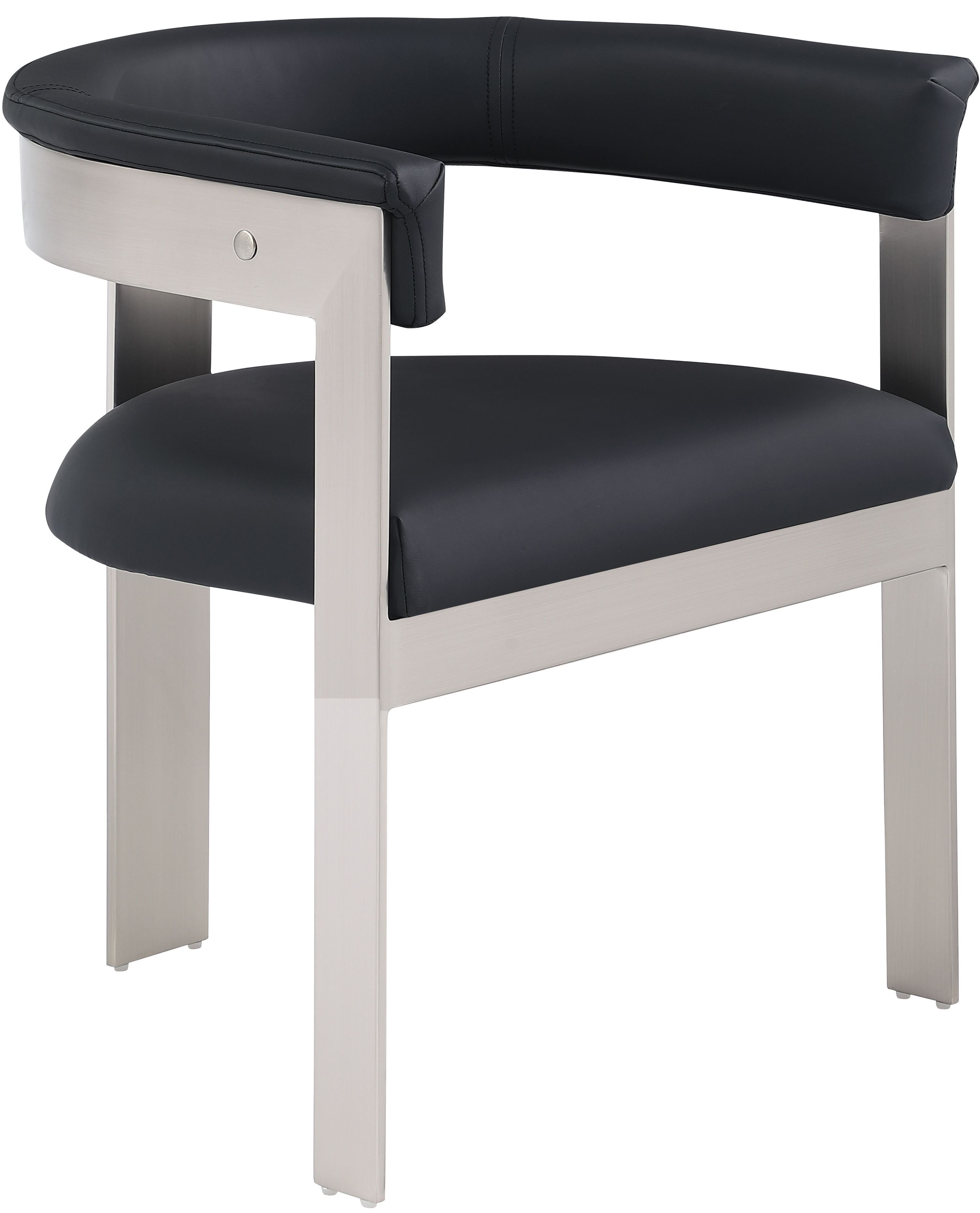 Romeo - Faux Leather Dining Chair With Silver Base (Set of 2) - Black