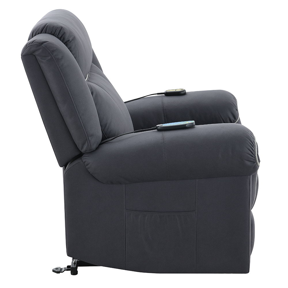 Domana - Power Recliner With Lift & Heating & Massage - Dark Blue Fabric, blue, view 3