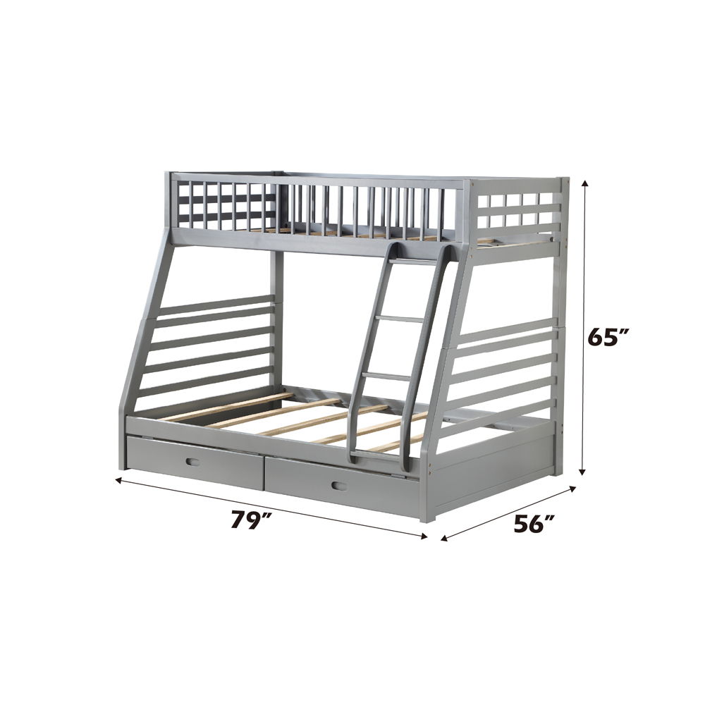 Jason - Twin Over Full Bunk Bed With Storage - Gray, dark gray, view 3