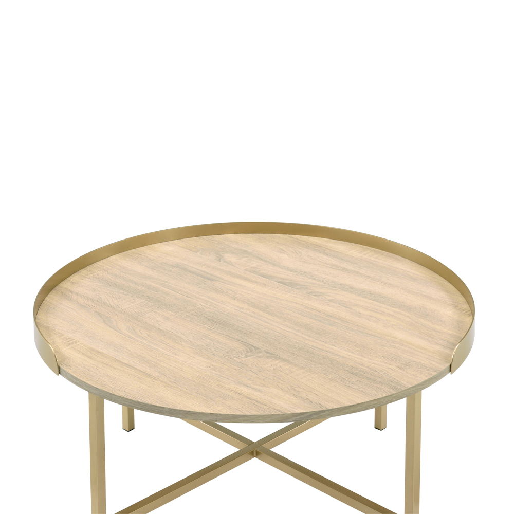 Mithea - Coffee Table - Oak & Gold, gold, view 3