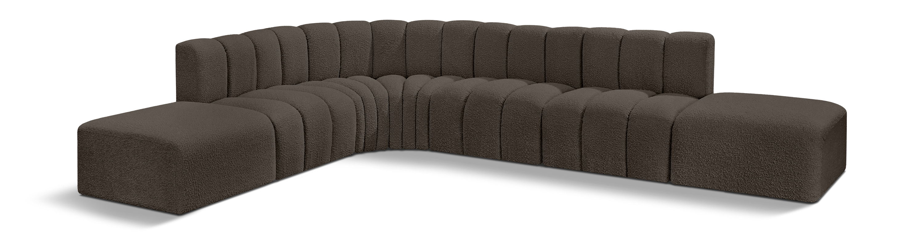 Arc - Boucle Fabric 7 Piece Corner Modular Sofa - Brown