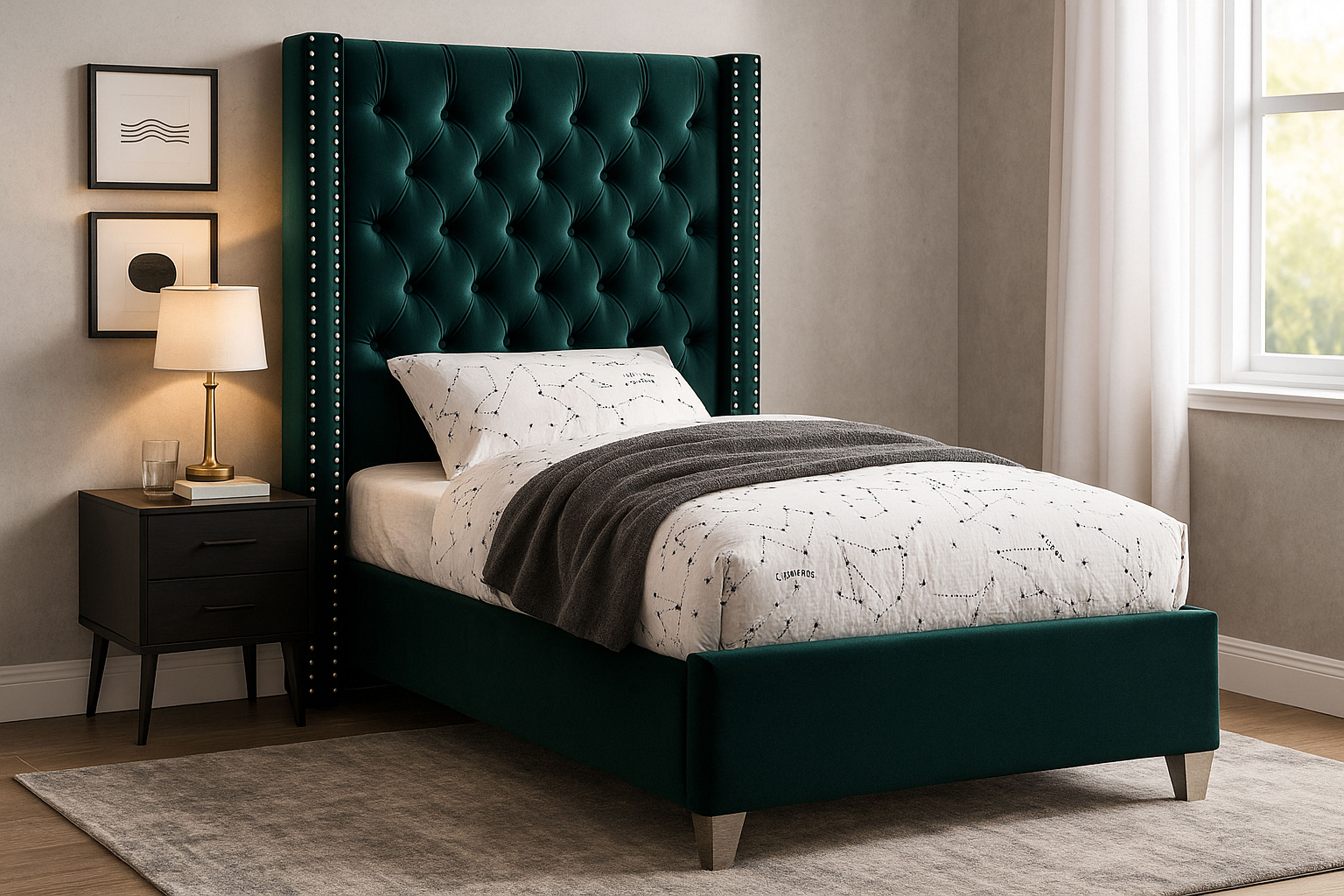 Aiden - Upholstered Twin Bed - Green