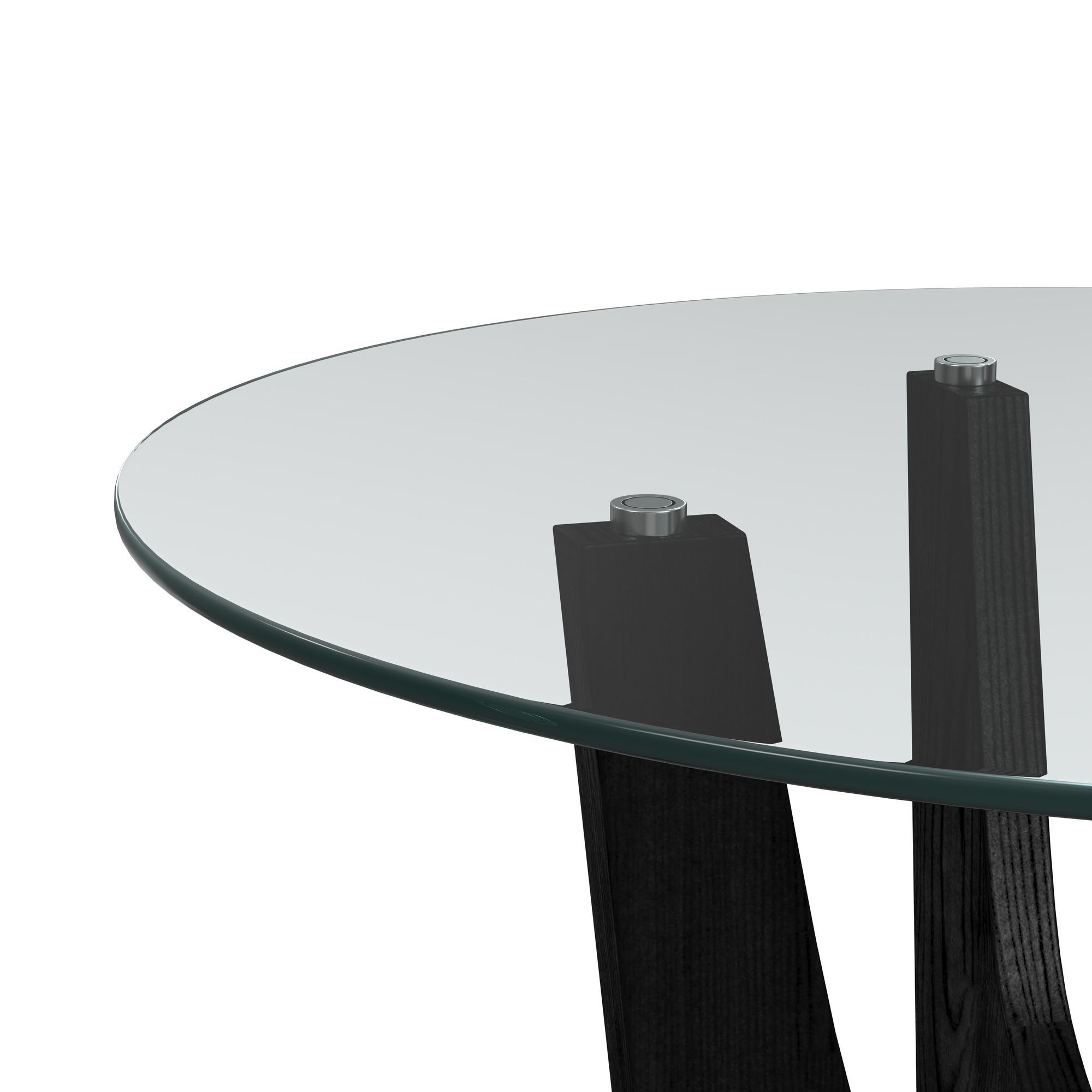 Oregon - Round Dining Table With Glass Top - Black