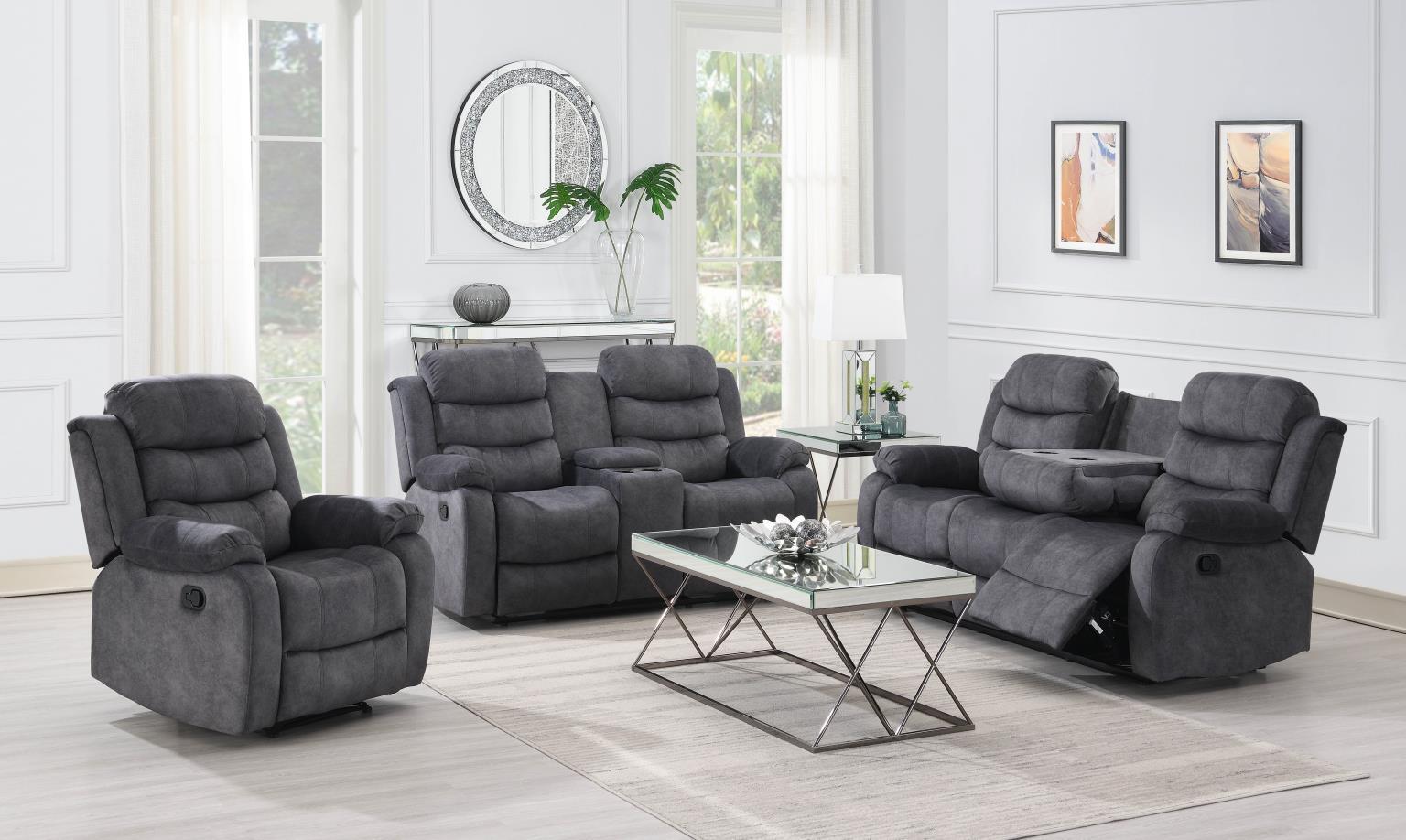 U194 - 2 Piece Living Room Set (Motion Sofa & Motion Loveseat) - Gray