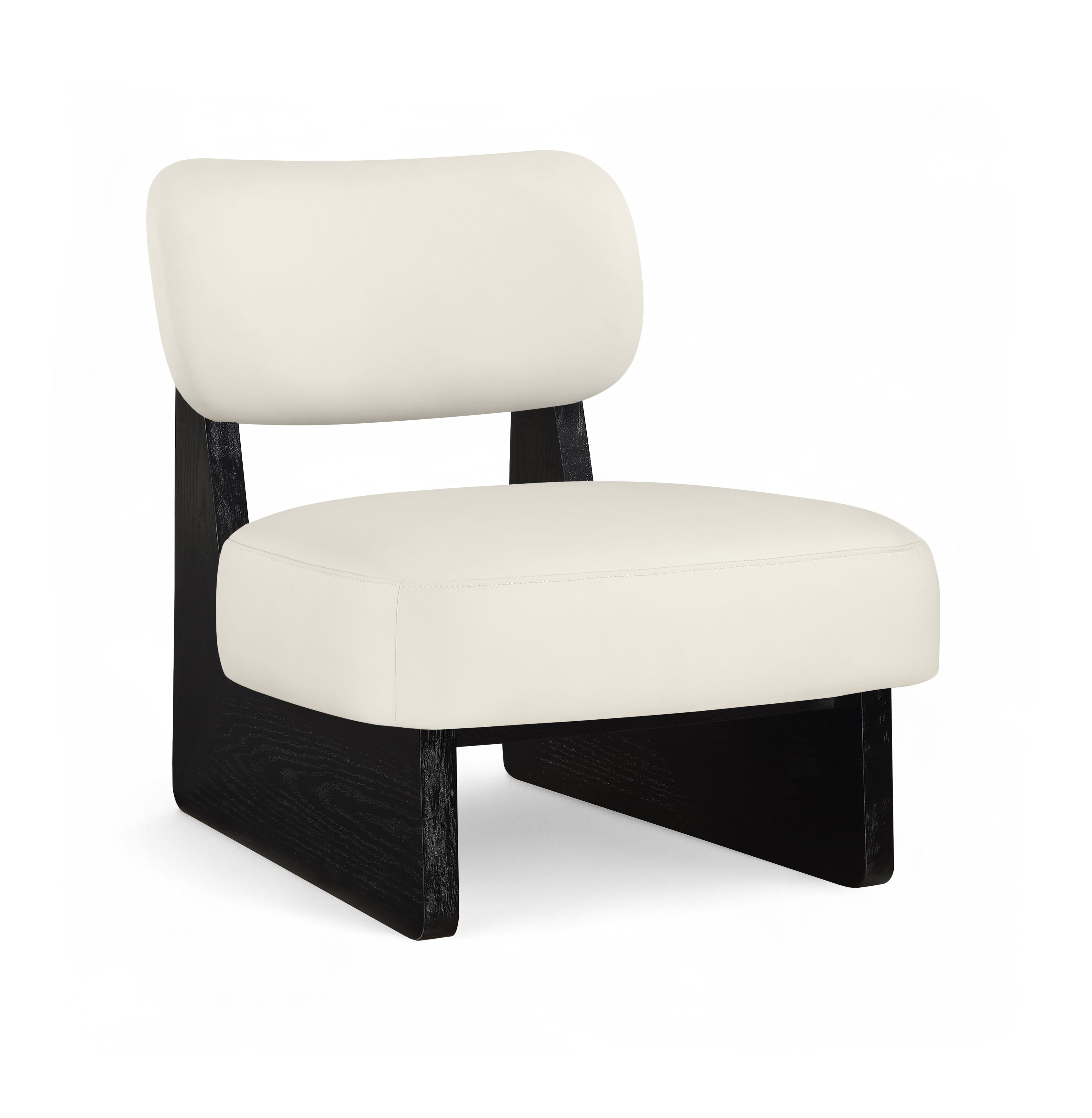Vetra - Vegan Leather Upholstered Accent Chair - Cream / Painted Black