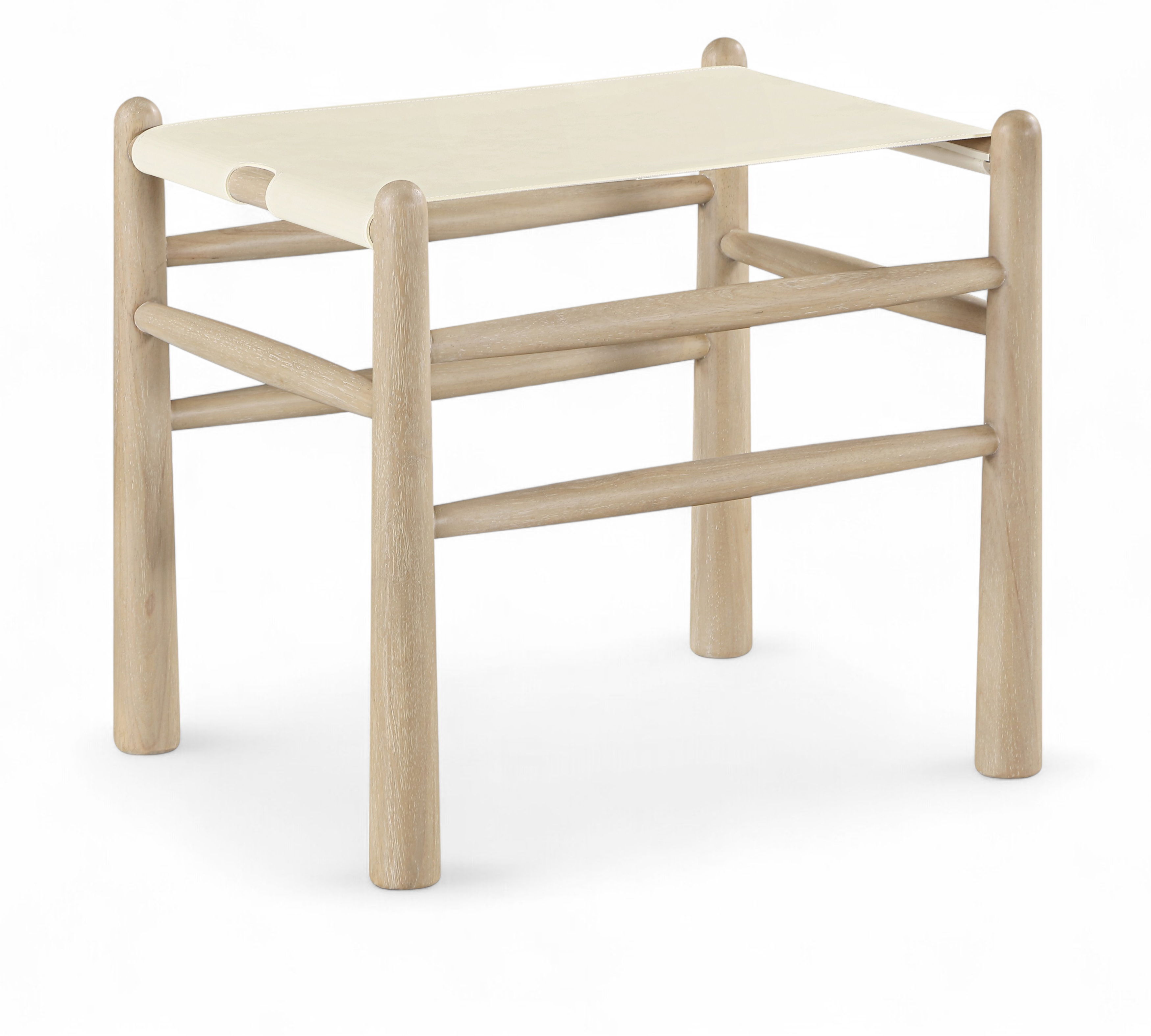 Santos - Vegan Leather Upholstered Bench - Cream