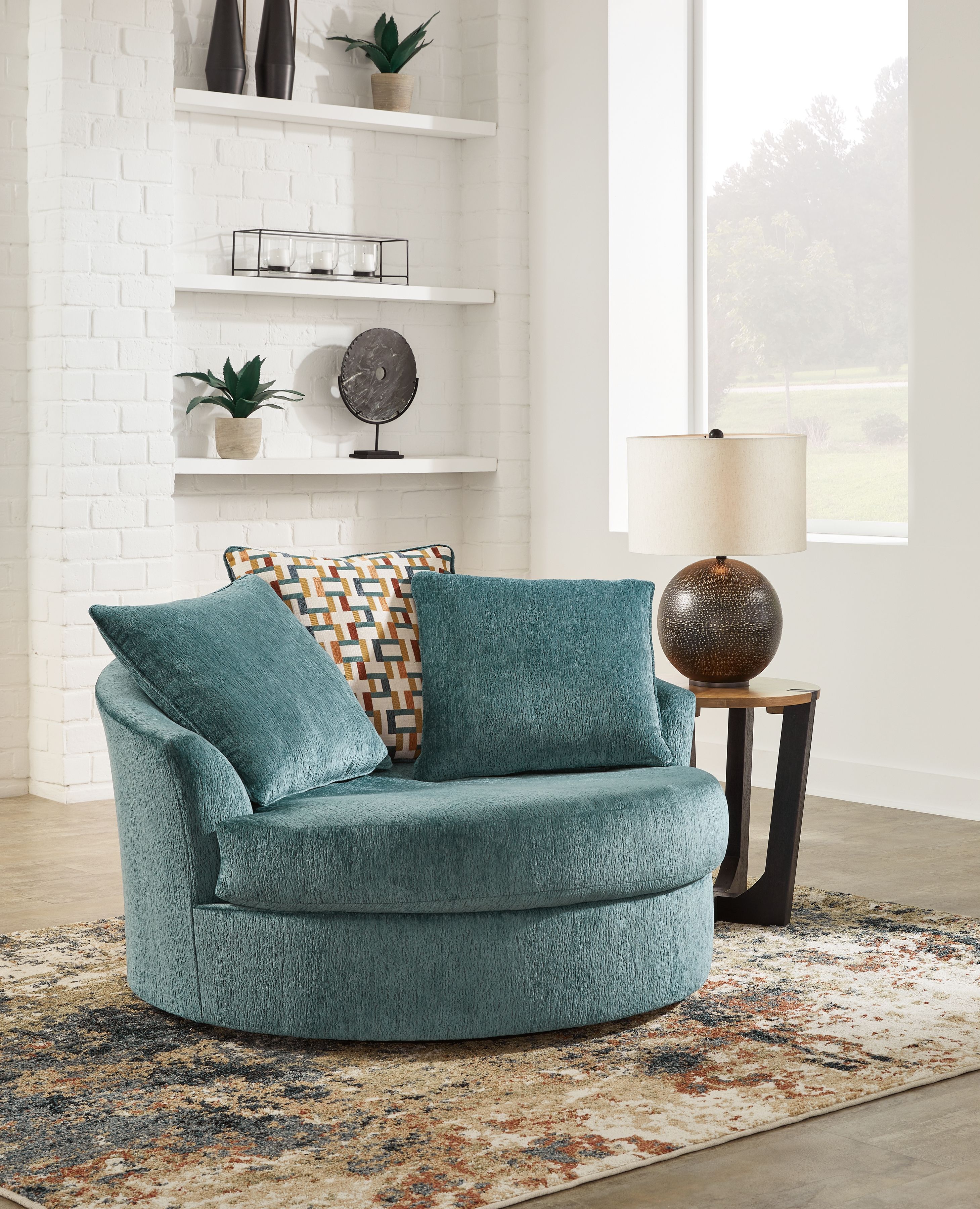 Ashley Furniture Laylabrook - Oversized Swivel Accent Chair - Teal - Image 2
