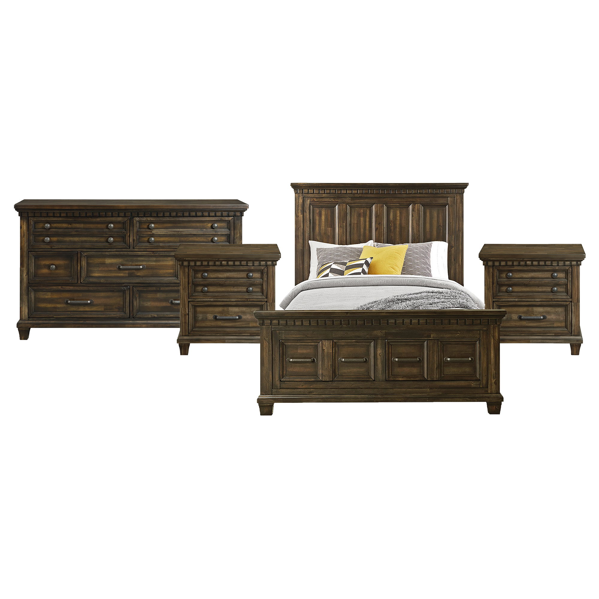 Queen · 4 Pc · Bedroom Set With 2 Nightstands & Dresser