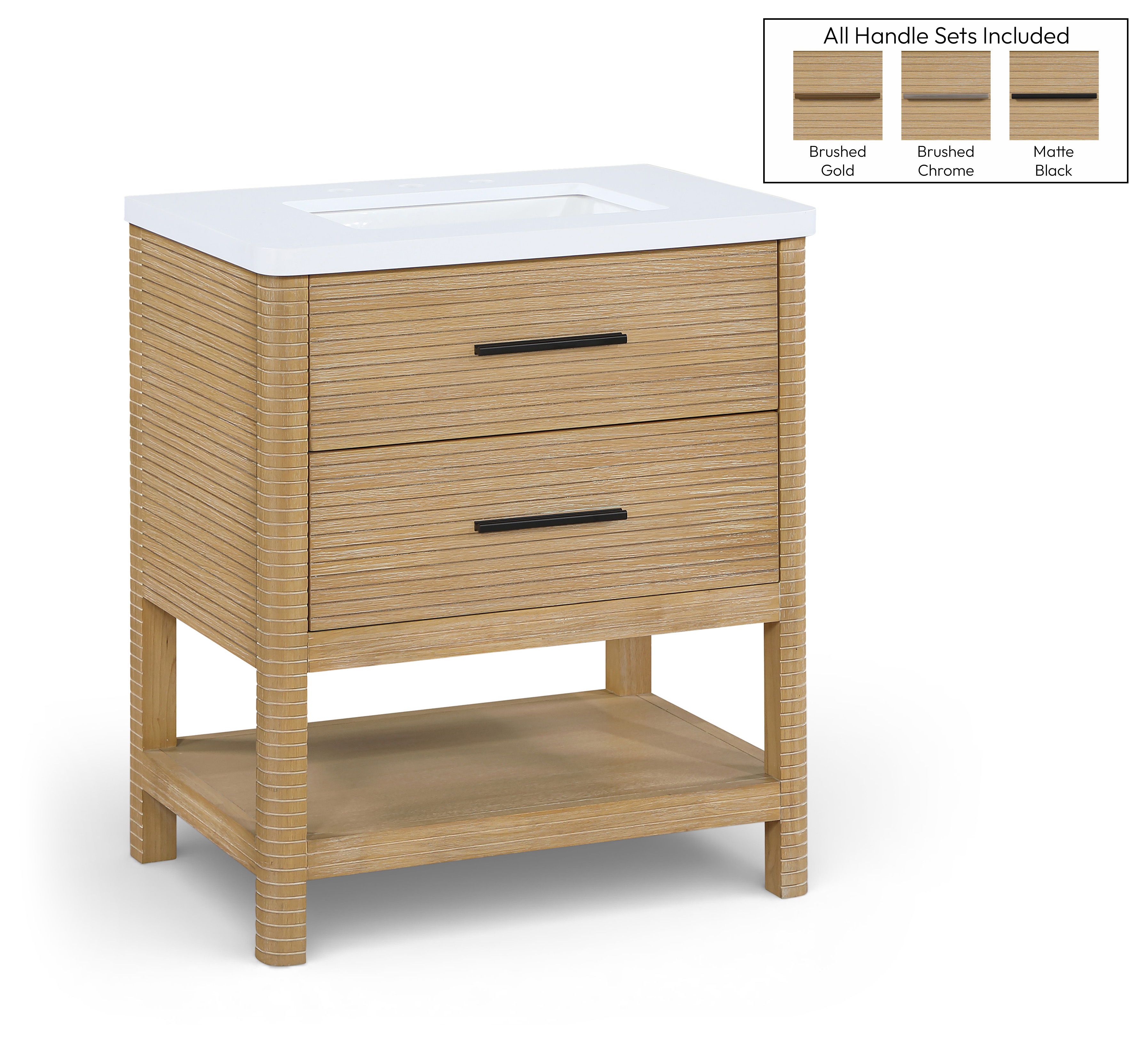 Oakwell - 30'' Bathroom Vanity - Natural / White