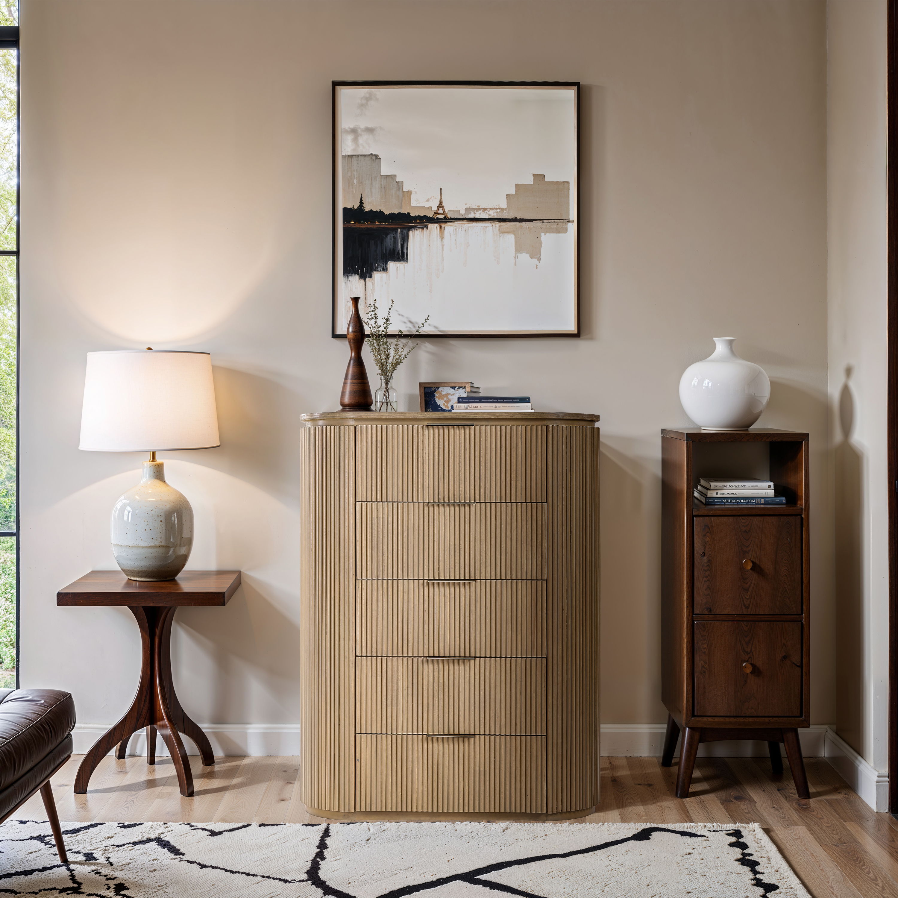 Astrid - Solid Wood And Oak Veneer Chest - Natural