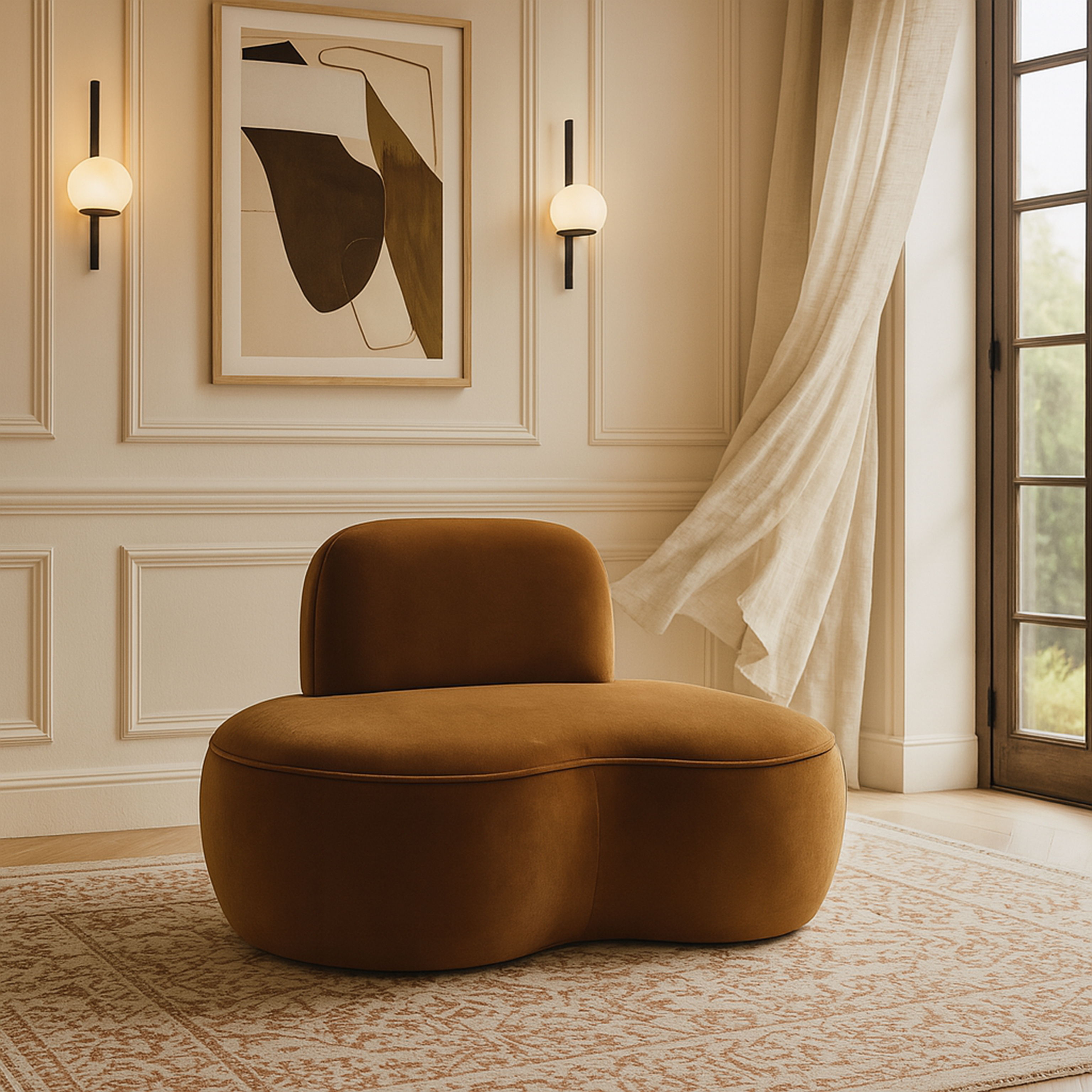 Swerve - Velvet Upholstered Chair - Saddle