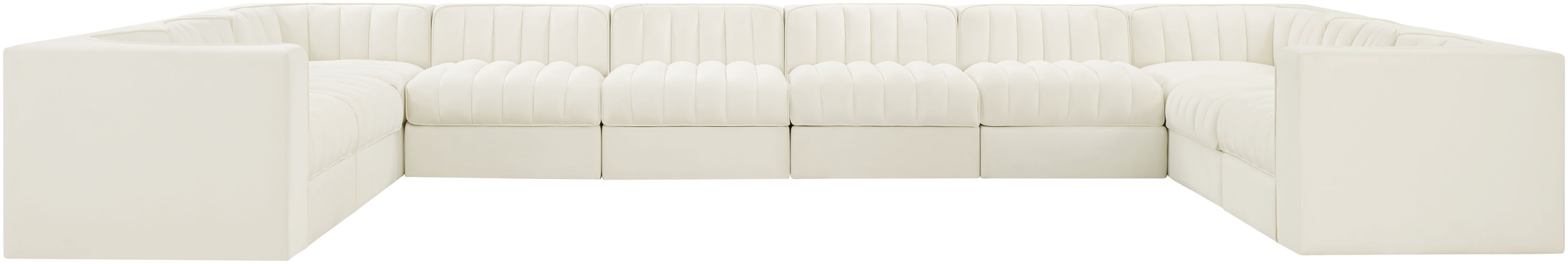 Rummi - Velvet Performance Fabric Upholstered 10 Piece Modular Sectional - Cream
