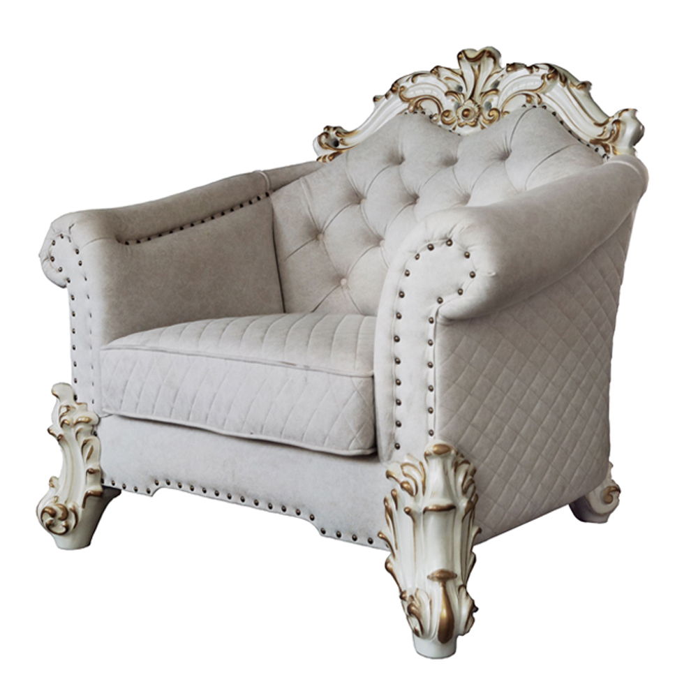 Vendome II - Chair With 2 Pillows - Two Tone Ivory Fabric & Antique Pearl, white, view 2